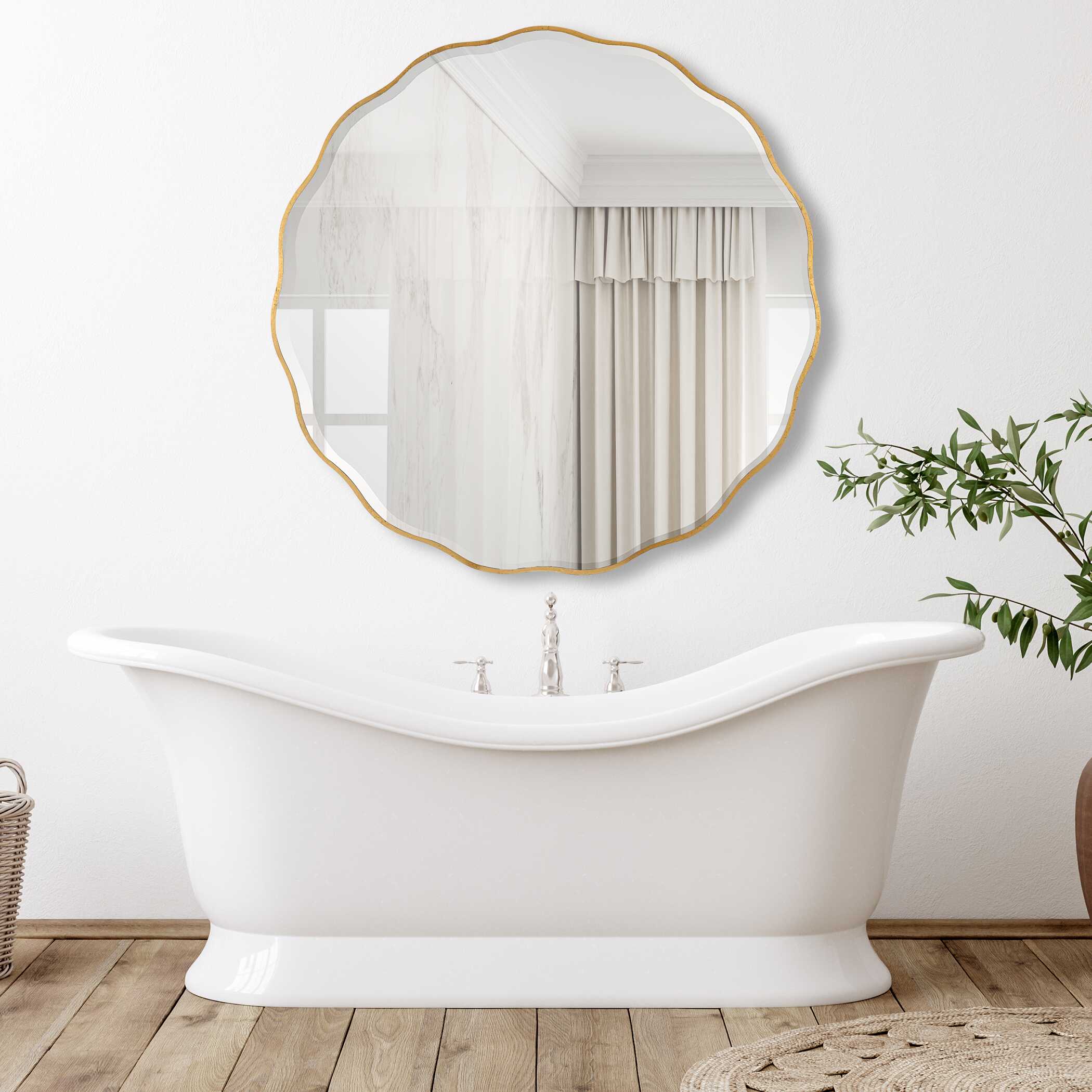 Aneta Large Gold Round Mirror, by Uttermost, 60" width x 60" height x 0.67" depth View 2