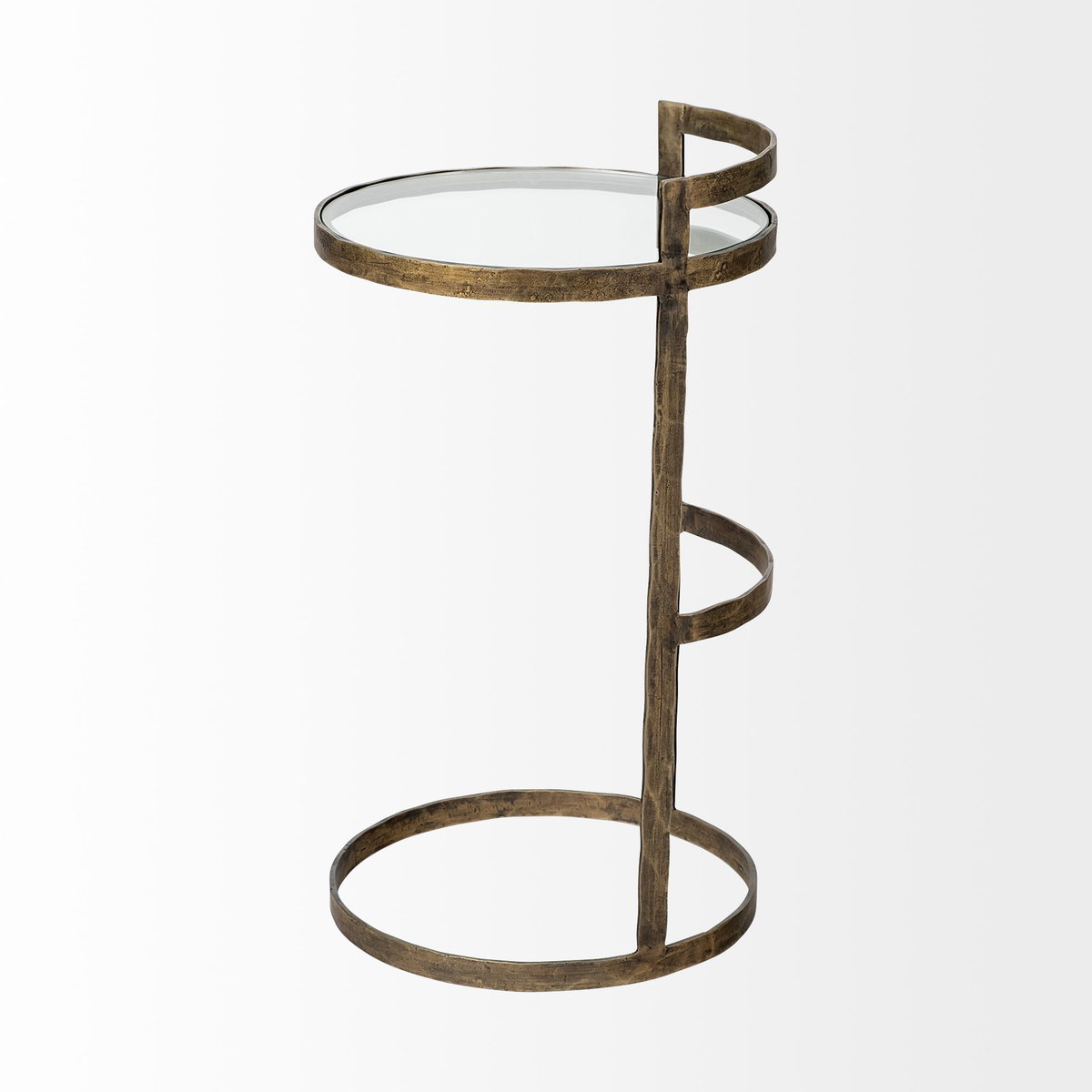 Reimer 15L x 15W Gold Round Glass Top with Metal Frame Accent Table, Side & End Table by Mercana, 15" length x 15" width x 26.5" height View 5