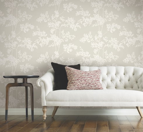 Lunaria Silhouette Light Taupe & White Wallpaper