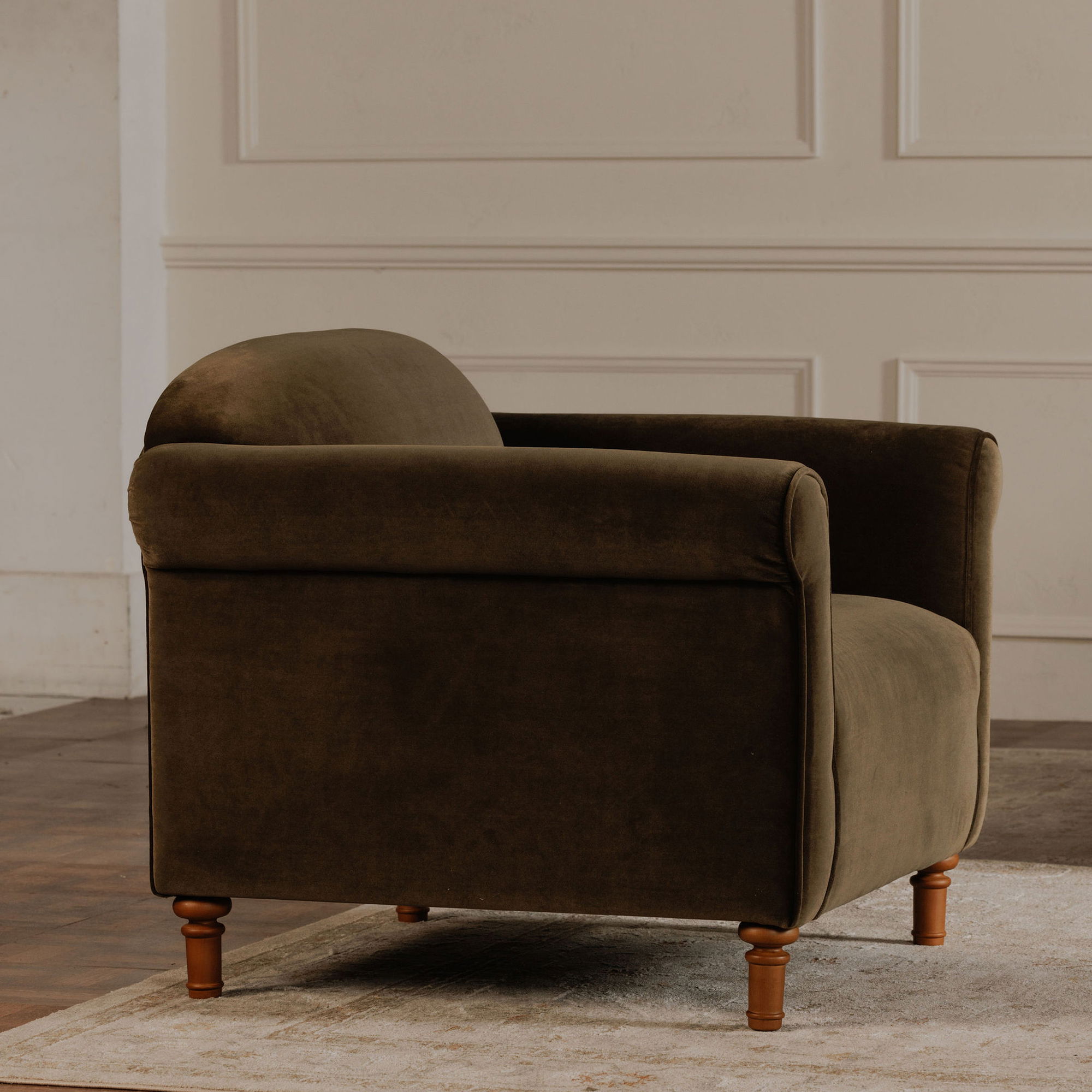 Harmony Accent Chair Dark Green Faux Mohair large image 
