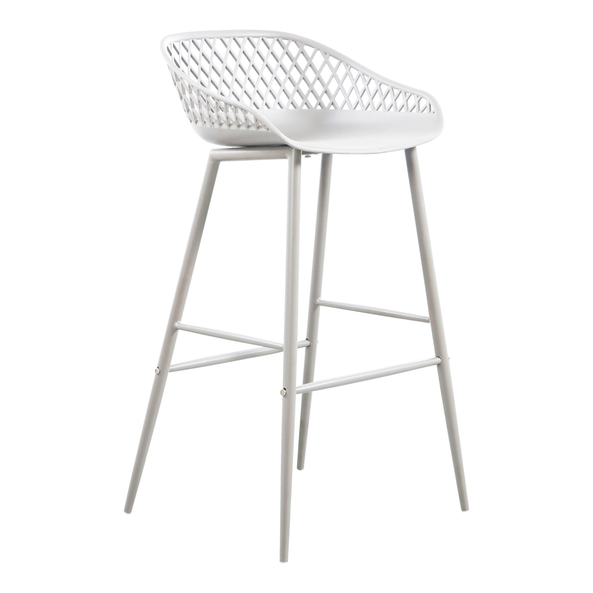 Piazza Outdoor Barstool White - Set Of Two, Counter & Bar Stool by Moe's Home, 19.29" width x 37.2" height x 19.68" depth View 5