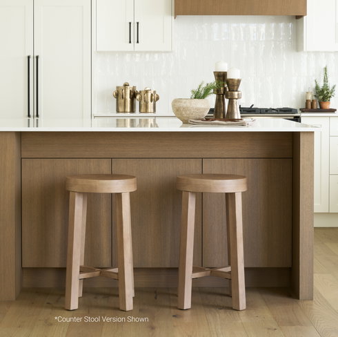 Brahma Backless 30in Seat Bar Stool | White Washed Wood