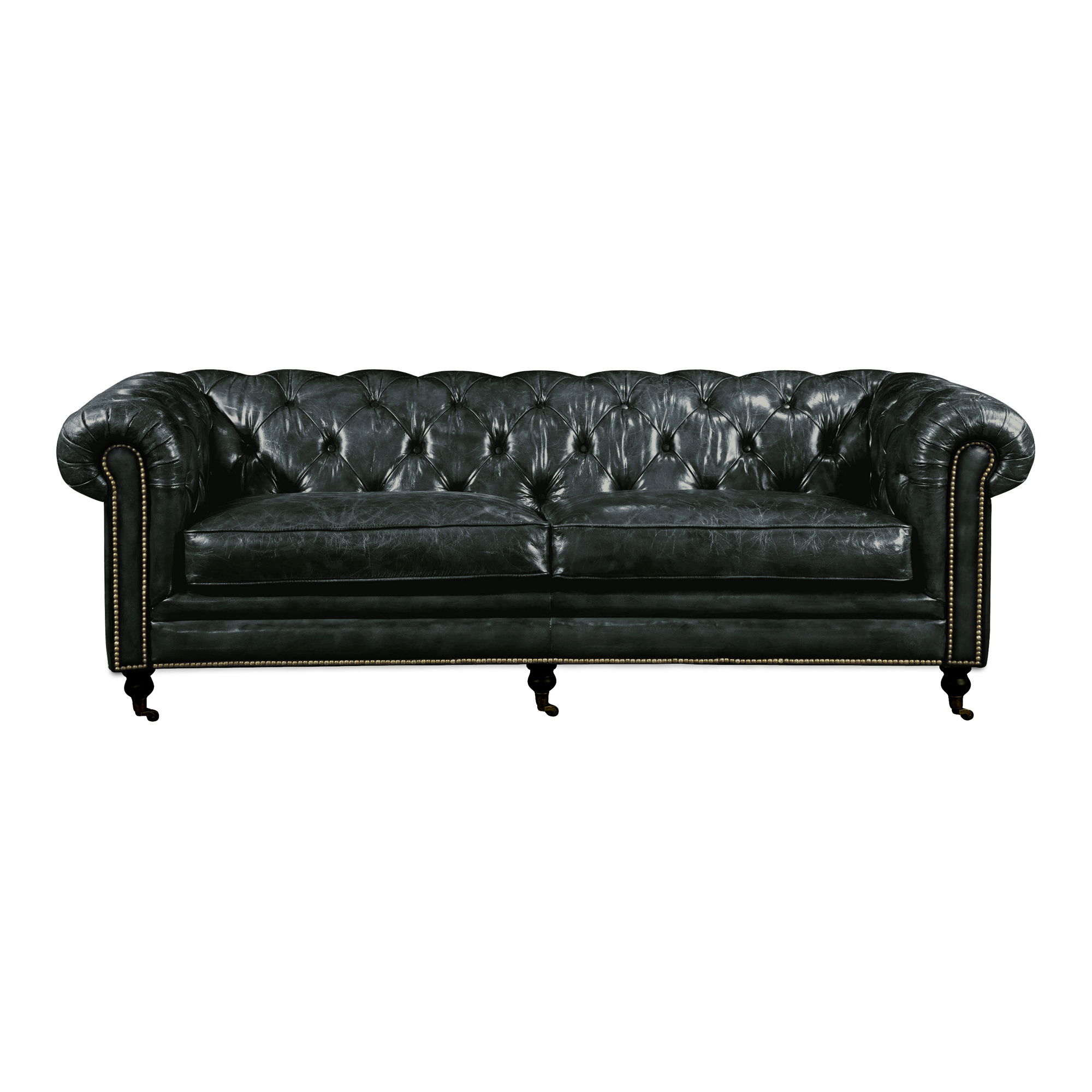 Birmingham Sofa Black Leather, Sofas & Sectional by Moe's Home, 87" width x 29" height x 36" depth View 1
