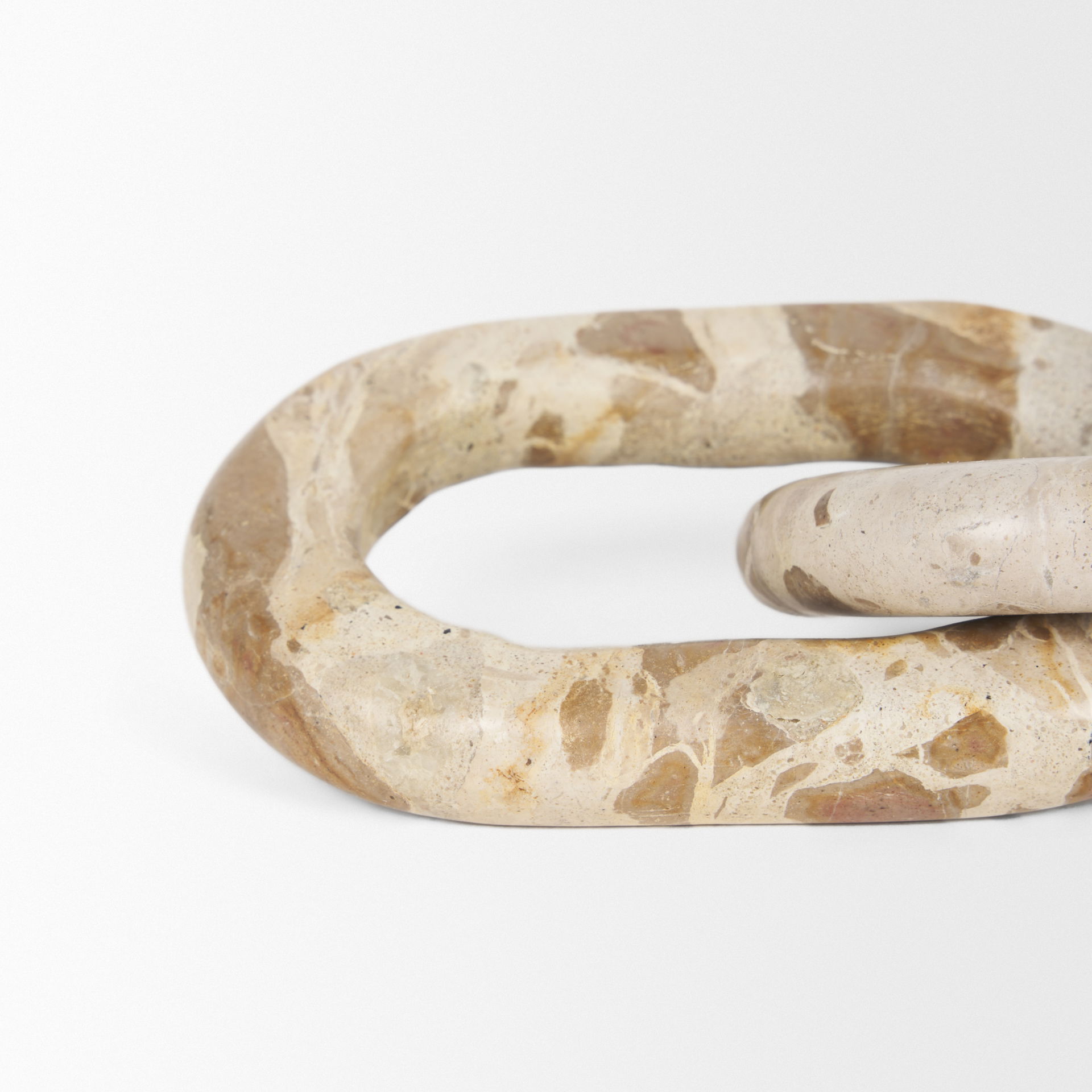 Reinir Beige Marble Chain Link Decorative Object, by Mercana, 13.25" length x 4.25" width x 1.06" height View 11