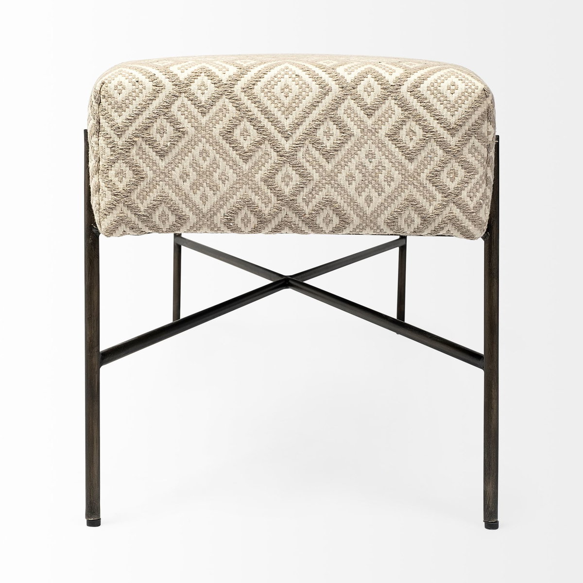Avery II 55L x 17W Off White Upholstered Seat With Metal Base Accent Bench, Benche by Mercana, 55" length x 17" width x 18" height View 8