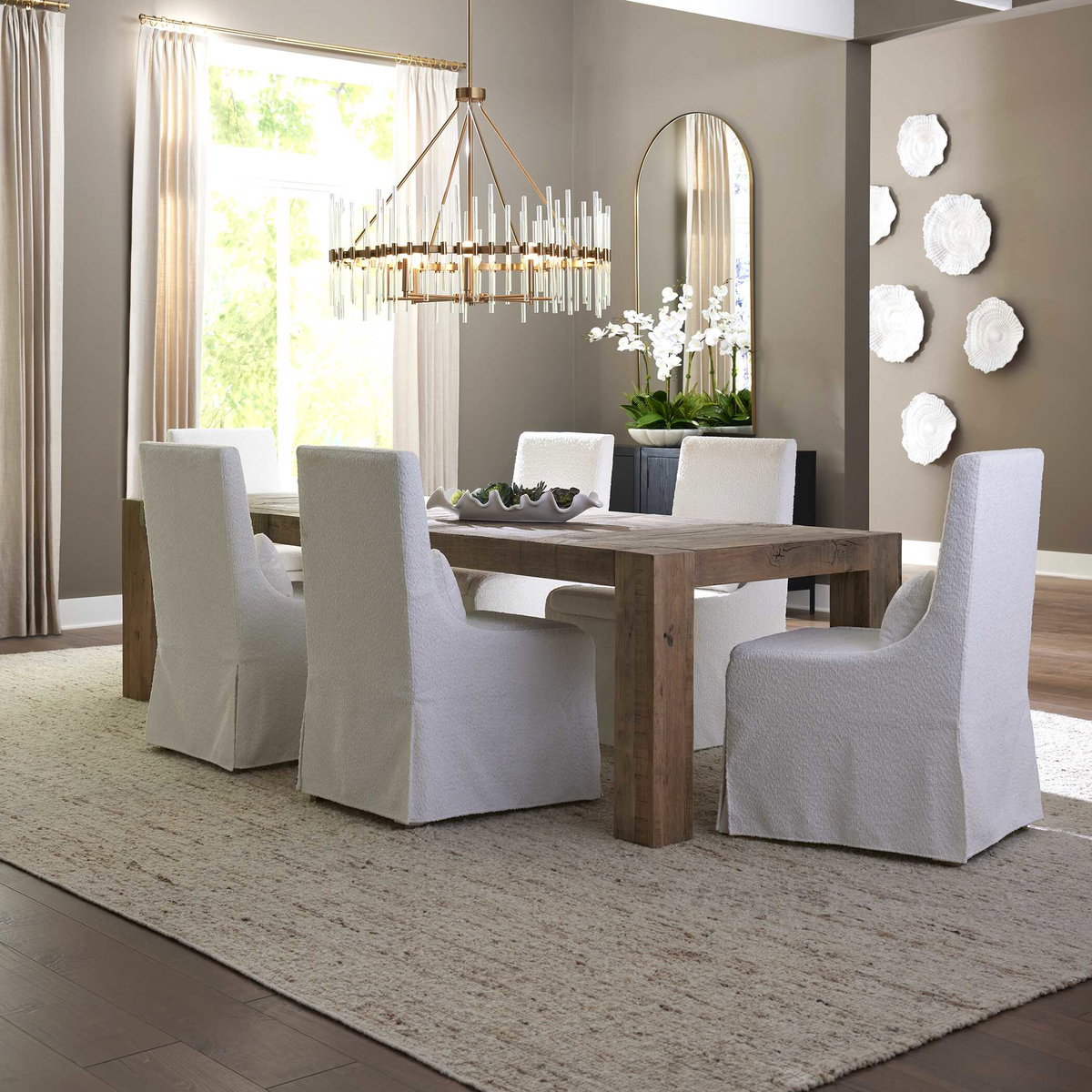 Aldan Reclaimed Oak Dining Table, by Uttermost, 116" width x 30" height x 40" depth View 2
