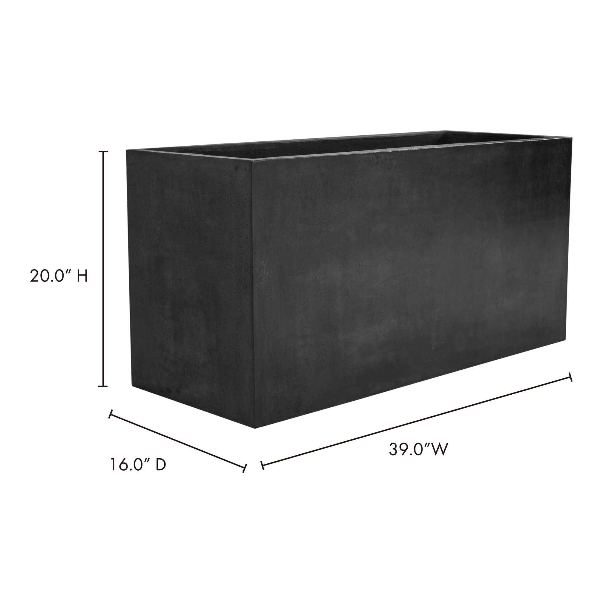 Primrose Large Planter Grey, by Moe's Home, 39" width x 20" height x 16" depth View 6