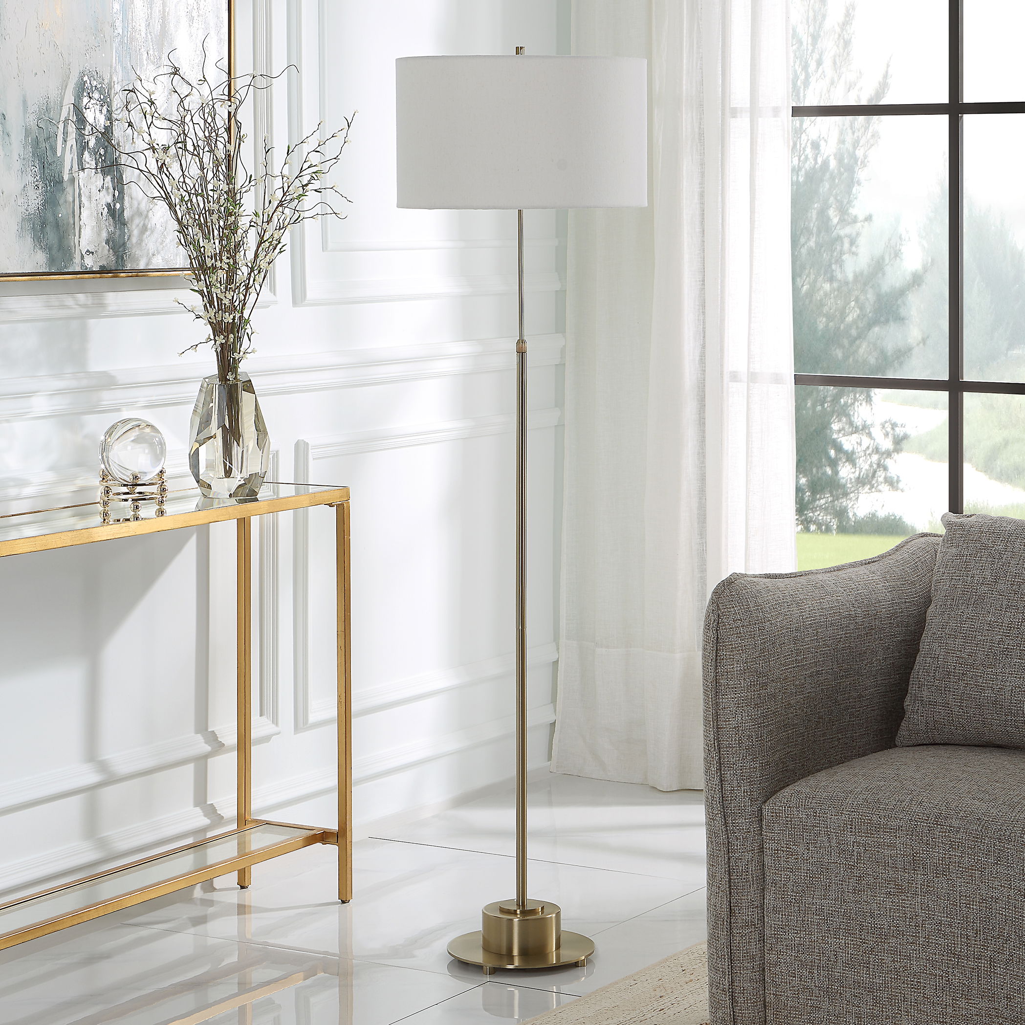 Prominence Brass Floor Lamp large image 