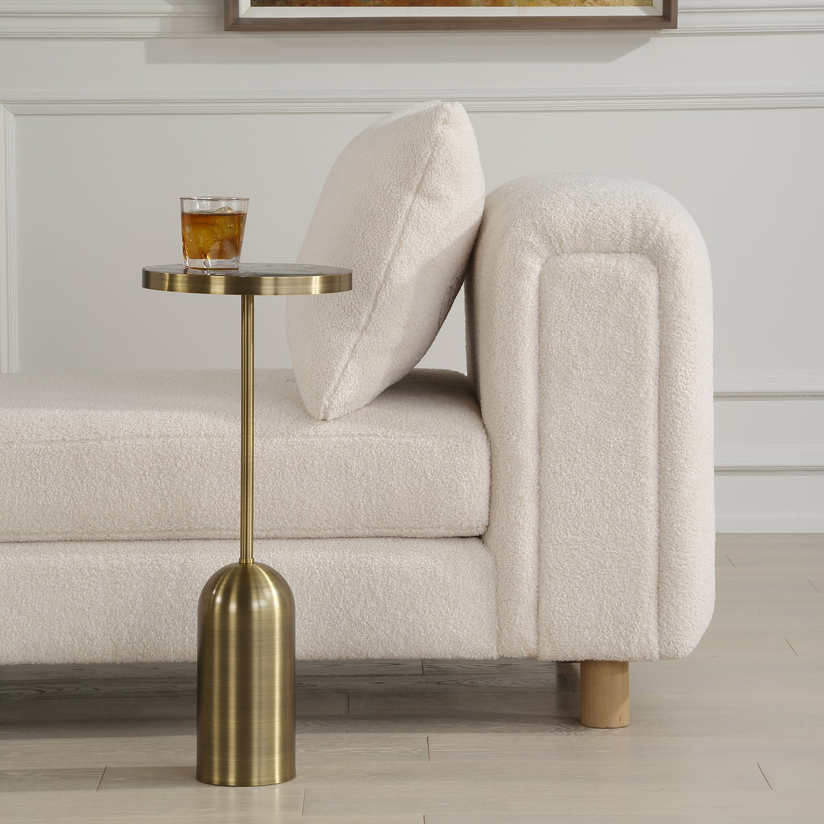 Pascal Brass Drink Table, Side & End Table by Uttermost, 10.25" width x 24.25" height x 10.25" depth View 2