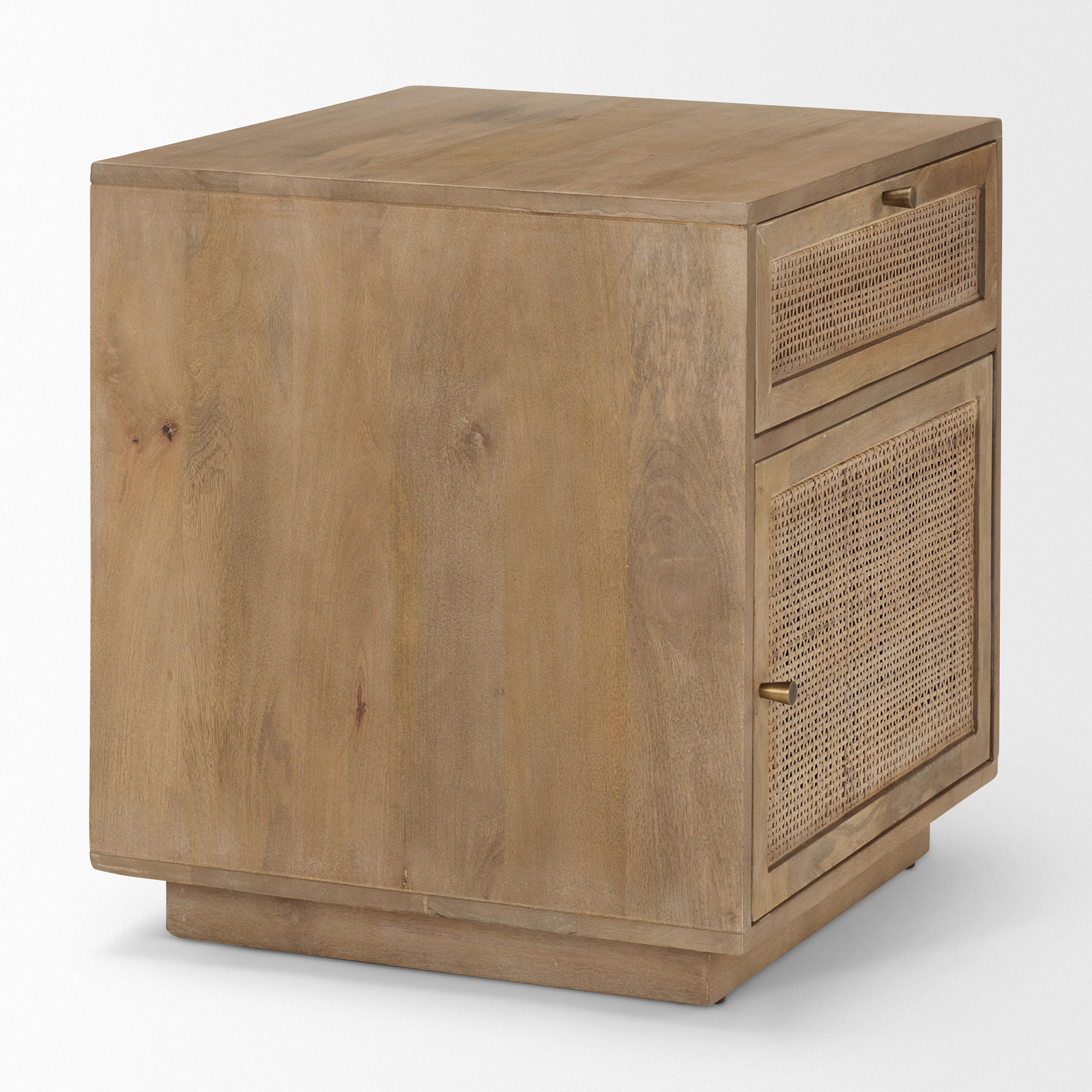 Grier Light Brown Wood with Cane End Table, Side & End Table by Mercana, 19" length x 19" width x 21" height View 6