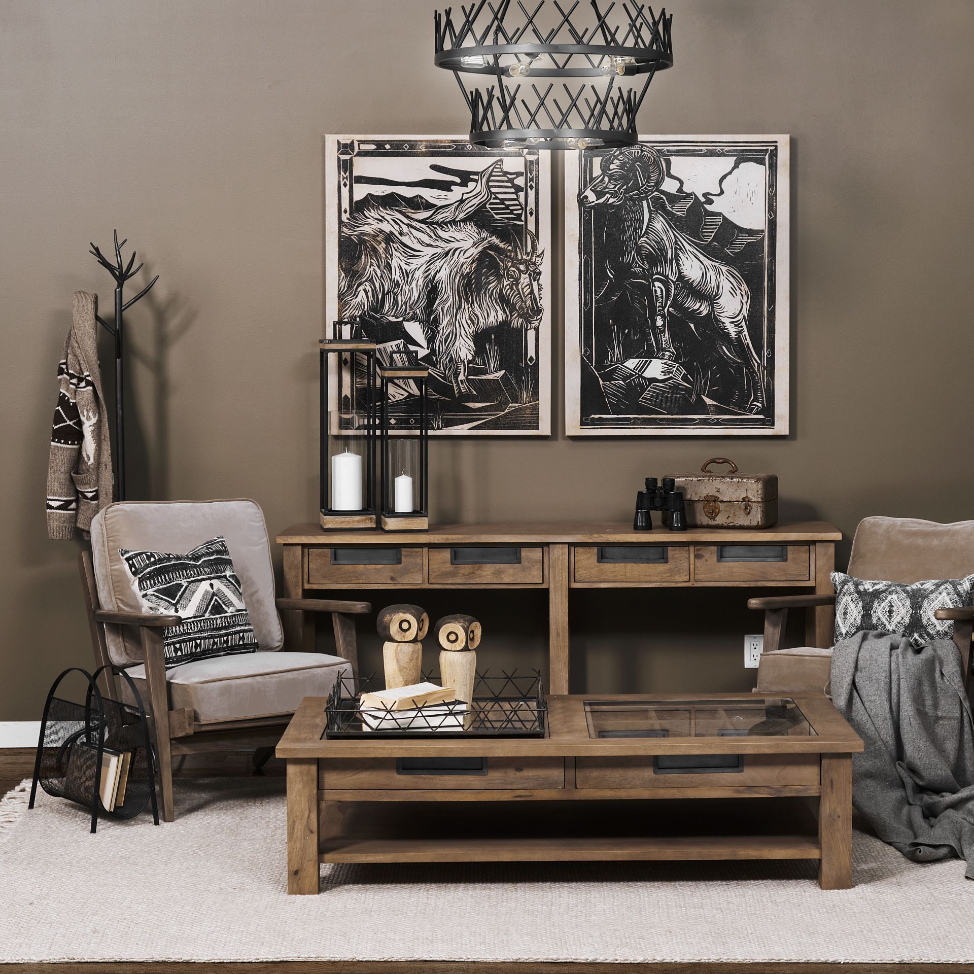 Olympus II Brown Velvet Covered Wooden Frame Accent Chair, by Mercana, 28" length x 31" width x 32" height View 2