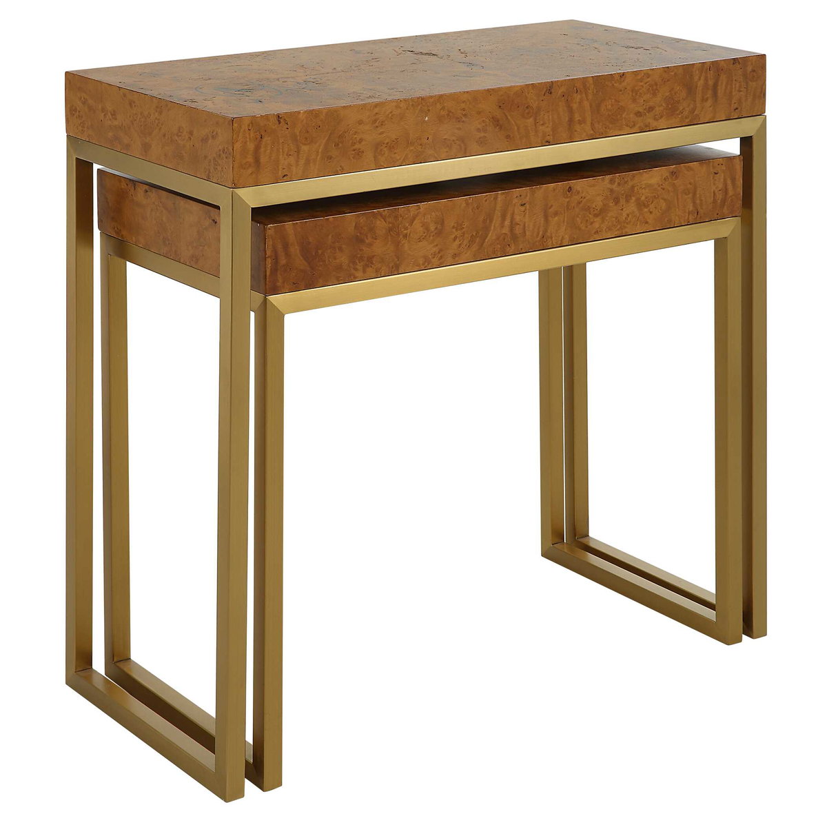 Burl-esque Wooden Nesting Tables Set/2, Side & End Table by Uttermost, 24.5" width x 24.5" height x 12" depth View 5