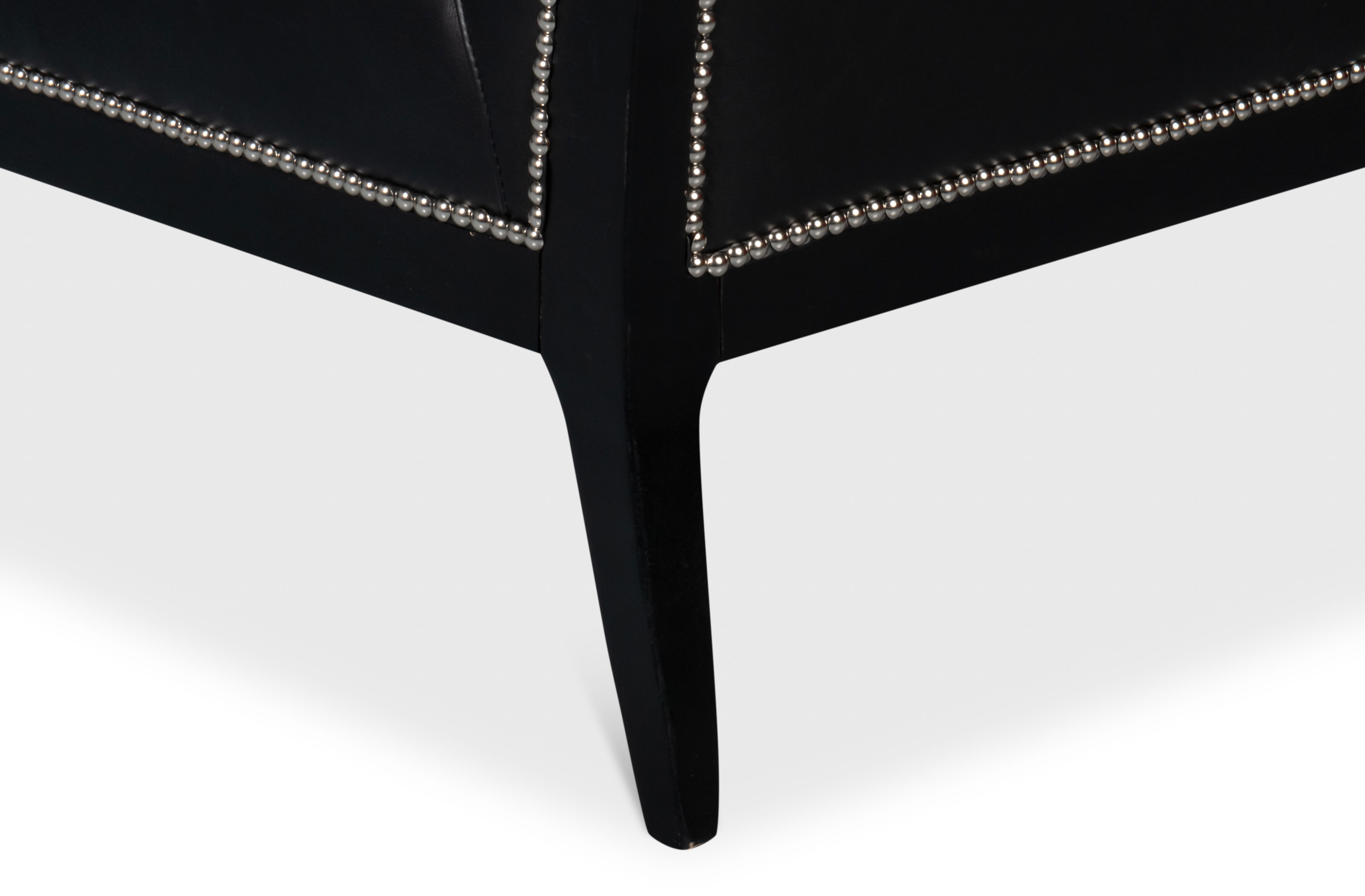 Agave Slipper Chair,Distilled Lthr, Blk, Seating by Sarreid, 27" length x 32" width x 33" height View 7