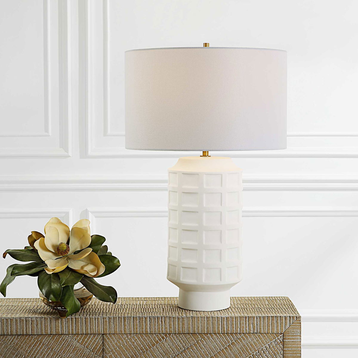 Window Pane White Table Lamp, by Uttermost, 17" width x 28" height x 17" depth View 2