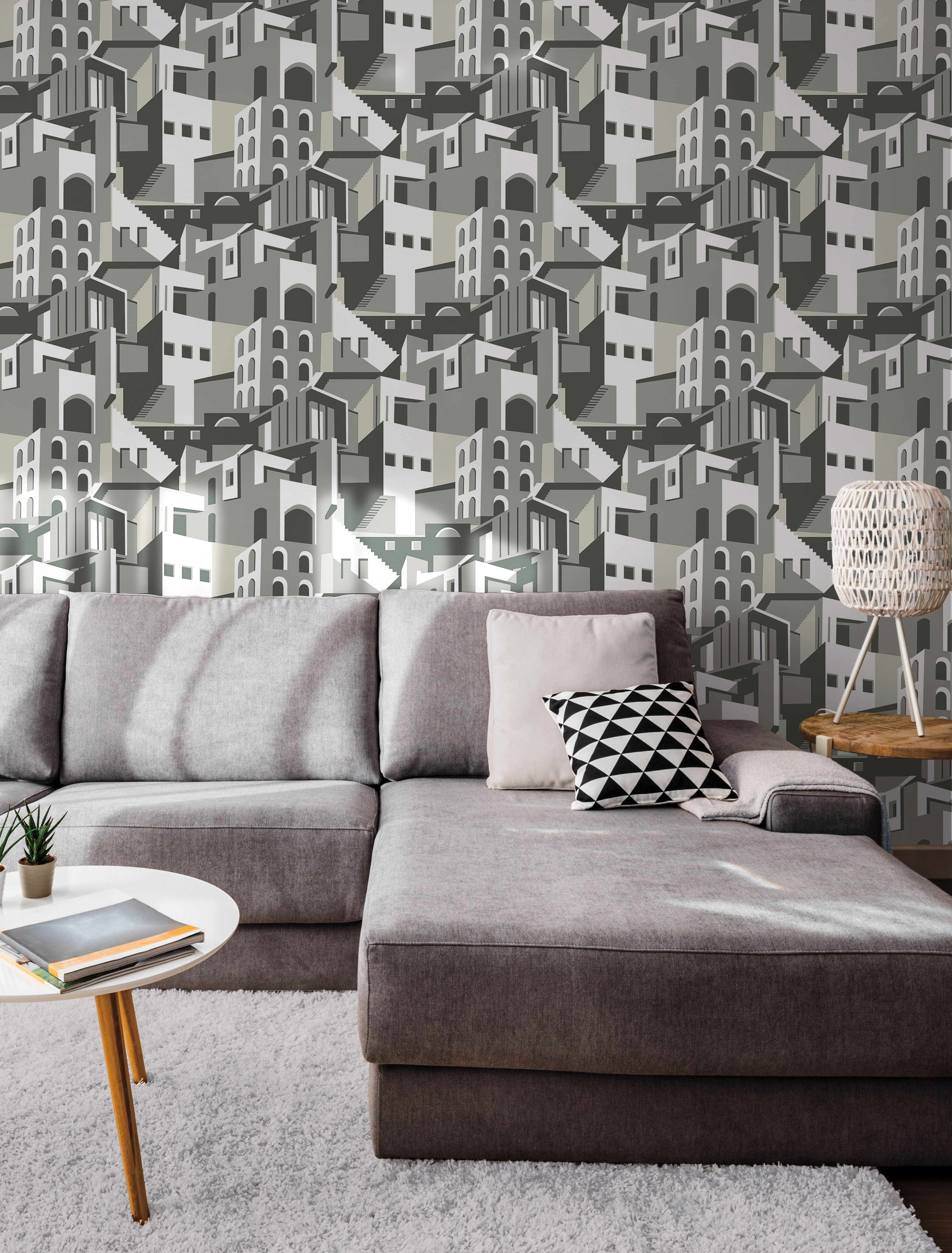 Arch Architectural Grey Peel & Stick Wallpaper large image 