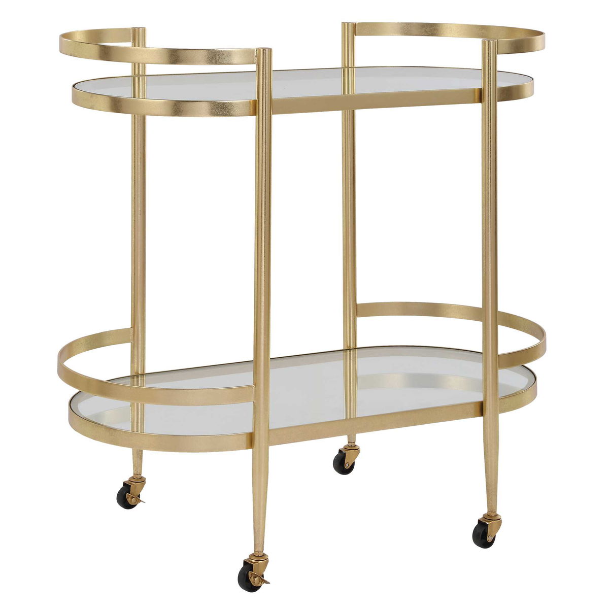 Isabelle Gold Bar Cart, Bar Carts & Cabinet by Uttermost, 33.5" width x 32" height x 17.75" depth View 5