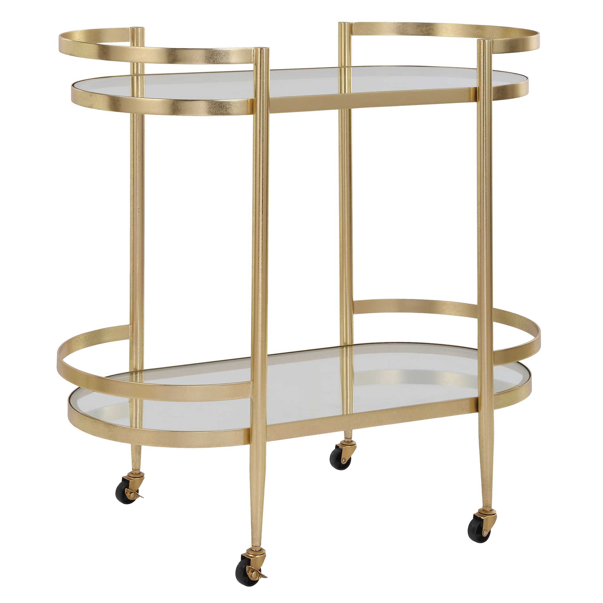 Isabelle Gold Bar Cart, Furniture by Uttermost, 33.5" width x 32" height x 17.75" depth View 5