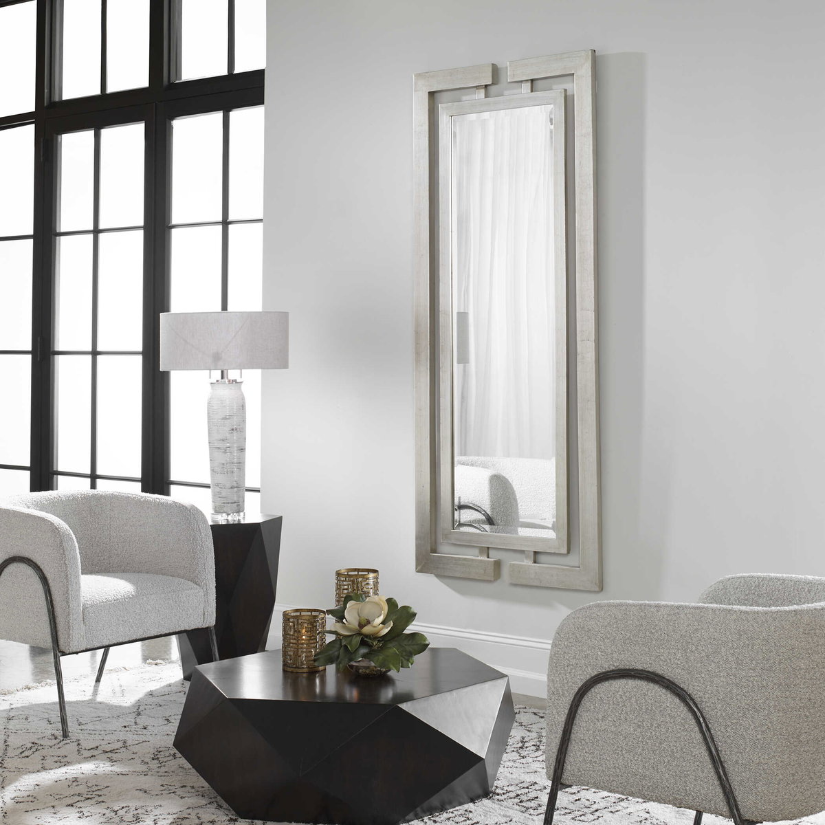 Jamal Silver Mirror, by Uttermost, 2'10" width x 6'4" height x 1.37" depth View 2
