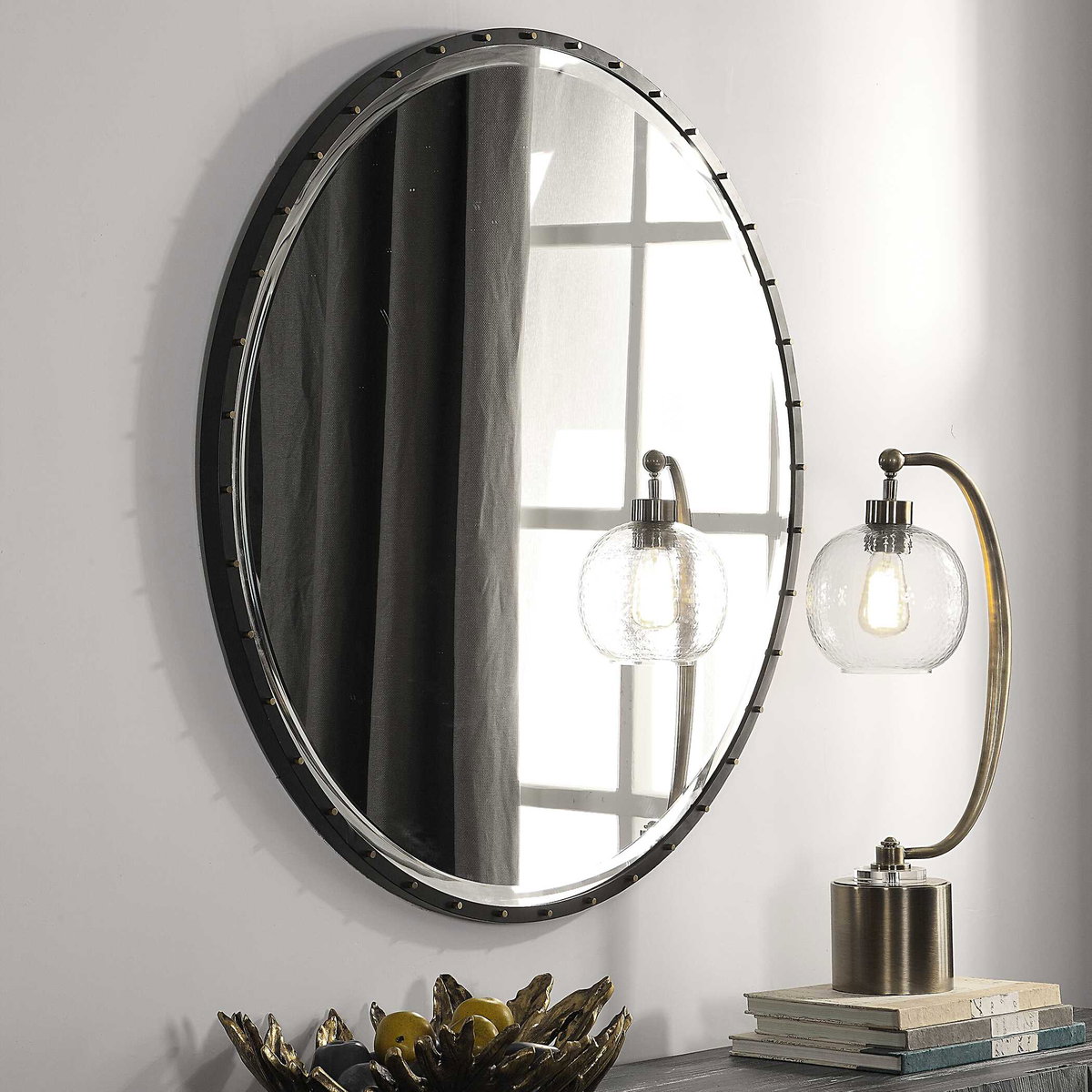 Benedo Round Mirror, by Uttermost, 42" width x 42" height x 1.5" depth View 5