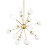 Barbara Brushed Gold Metal with Frosted Glass Globes  18-Light Chandelier, by Mercana, 48.82" length x 48.82" width x 48.82" height thumbnail 1