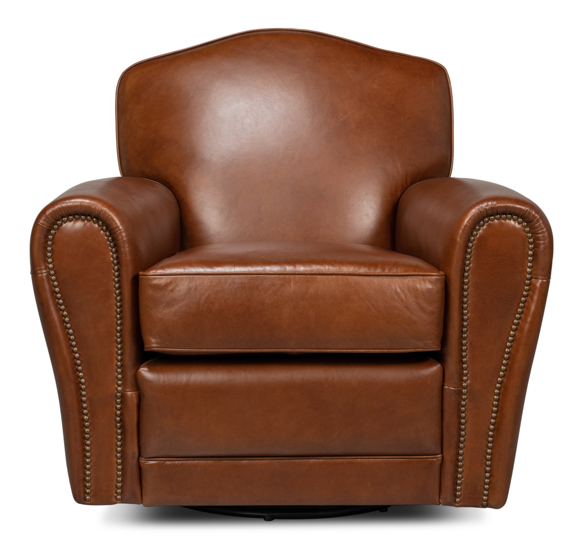 Elite French Club Swivel Chair, by Sarreid, 2'9" length x 3' width x 2'9" height View 2