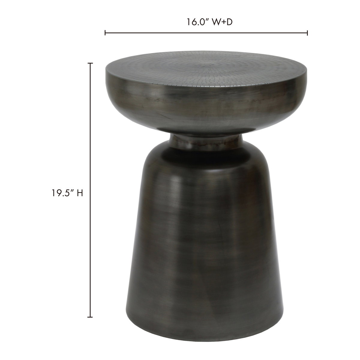 Arthur Accent Table Antique Nickel, Side & End Table by Moe's Home, 15" width x 19" height x 15" depth View 7