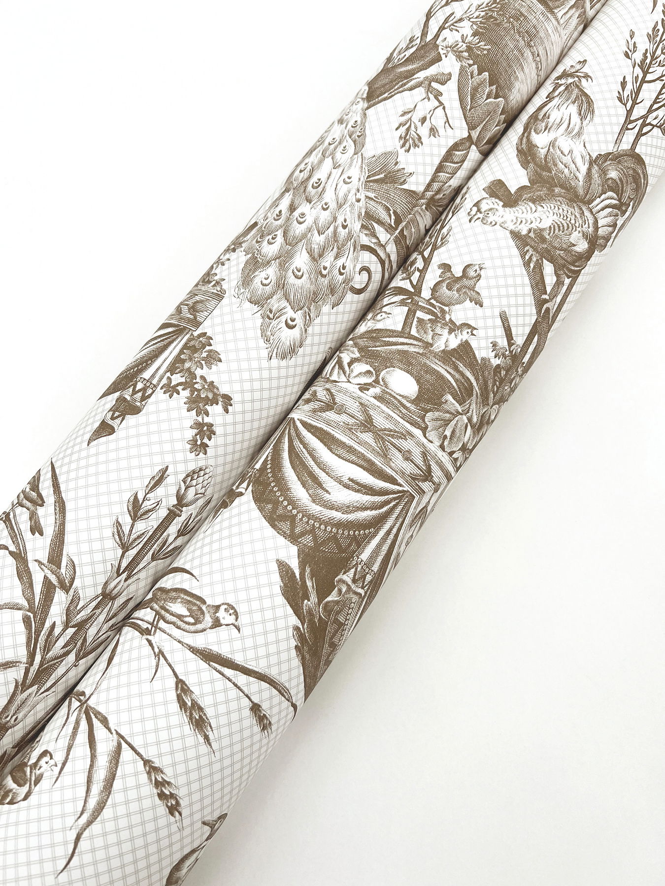 Avian Fountain Toile Mink Wallpaper large image 