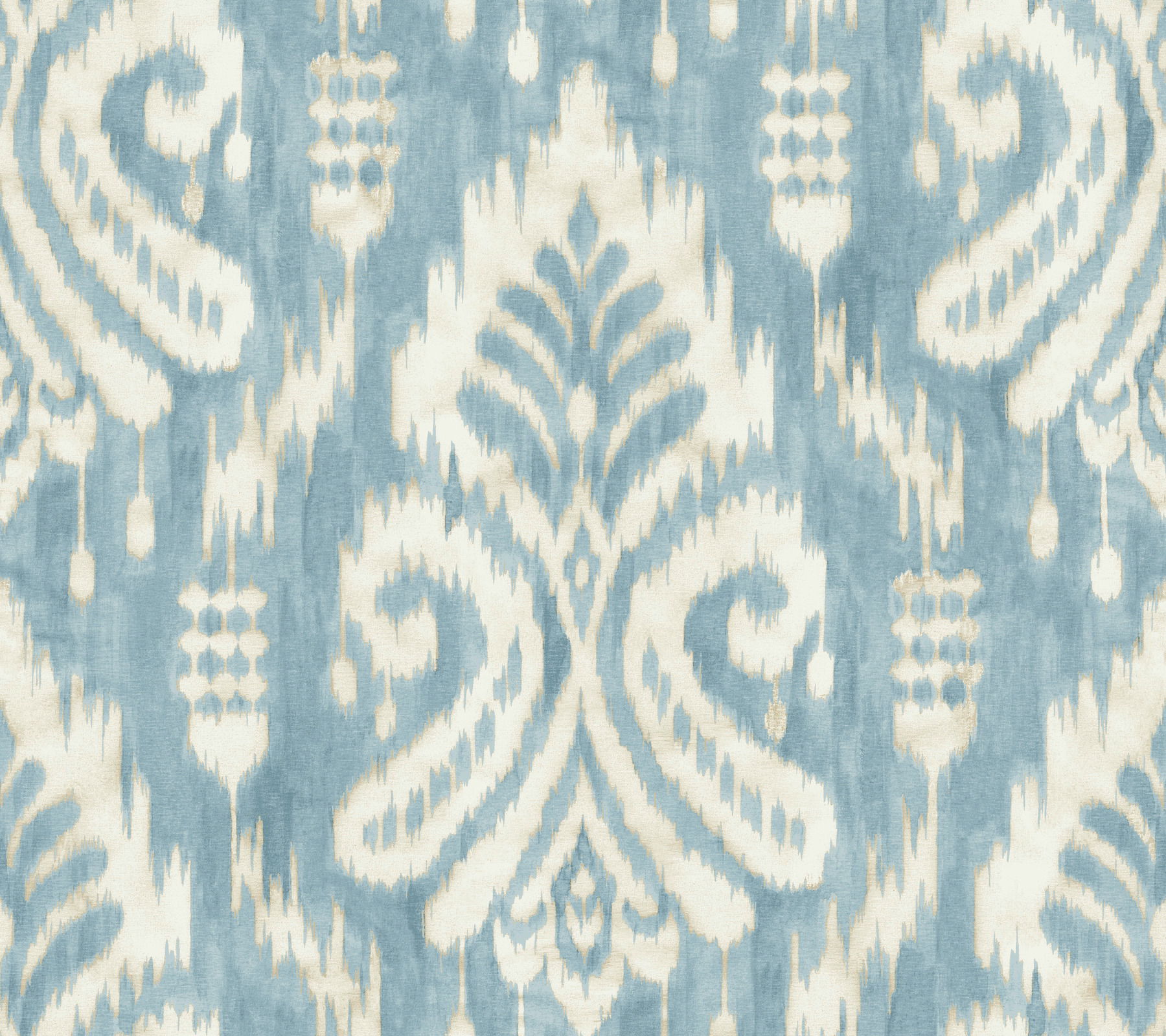 Hawthorne Ikat Blue Wallpaper, by York Wall, 27' length x 2'3" width x 0.02" depth View 1