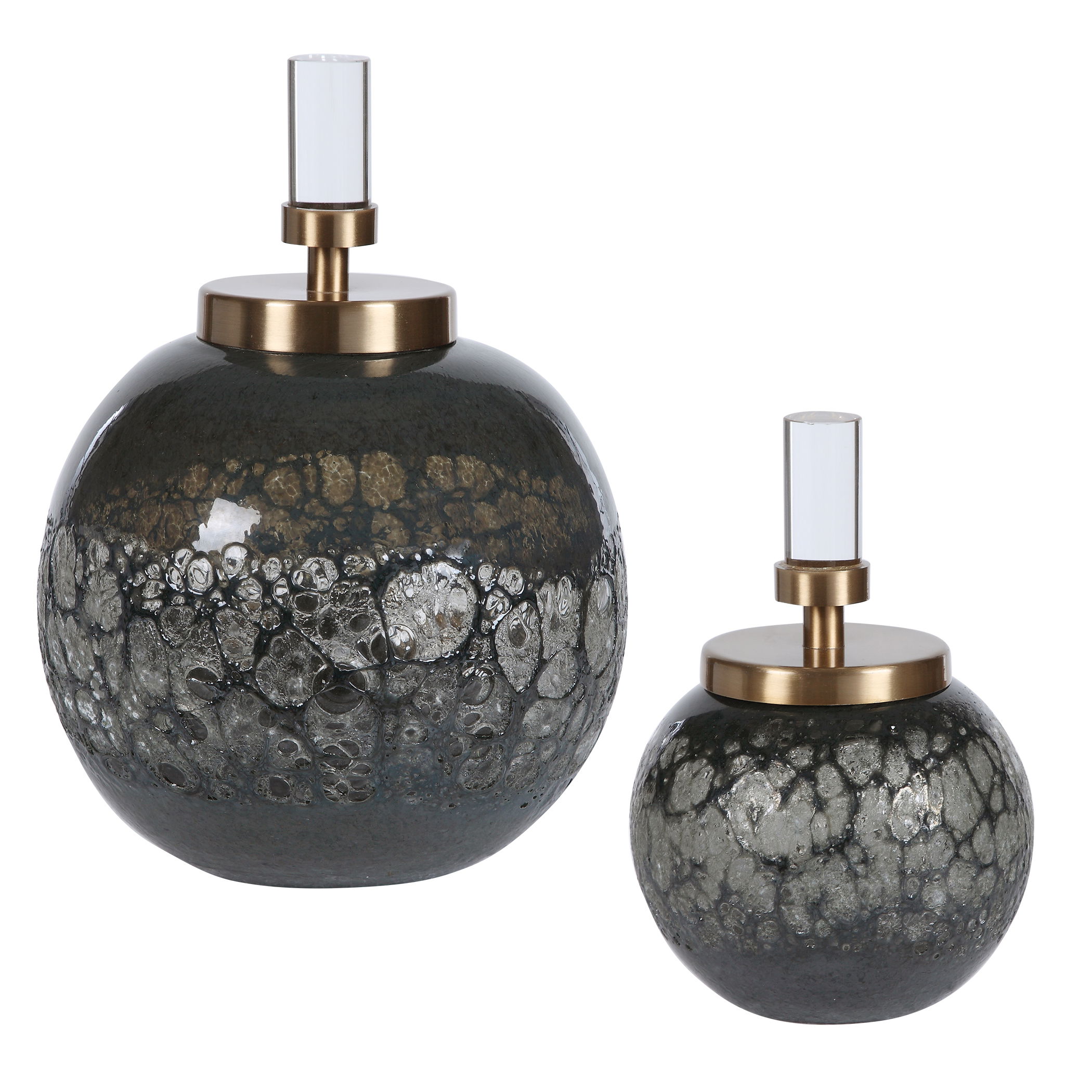 Cessair Art Glass Bottles Set/2, Decorative by Uttermost, 7" width x 10" height x 7" depth View 1