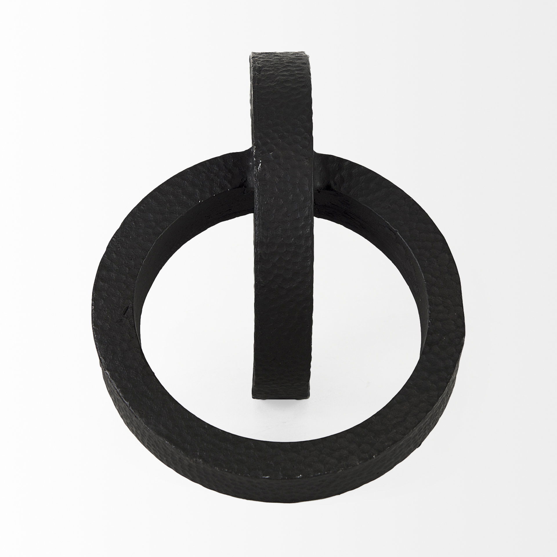 Rafiki Two Blackened Hammered Finish Metal Conjoined Circles, Decorative Object by Mercana, 7.87" length x 5.91" width x 5.91" height View 7