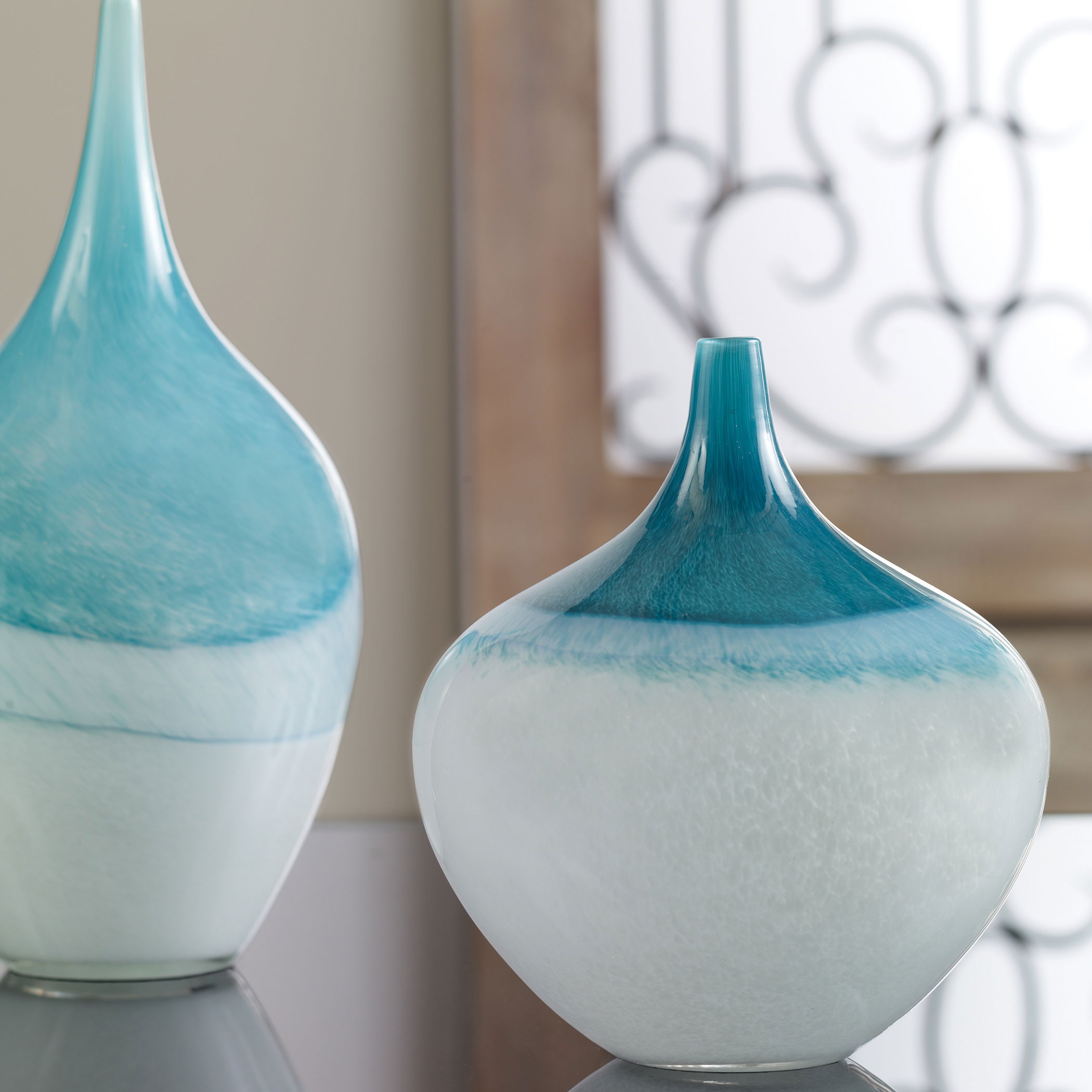 Carla Teal White Vases, S/2 large image 