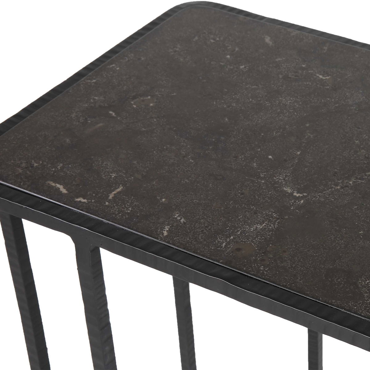 Cavern Stone & Iron Accent Table, Side & End Table by Uttermost, 17.9" width x 24" height x 12" depth View 6