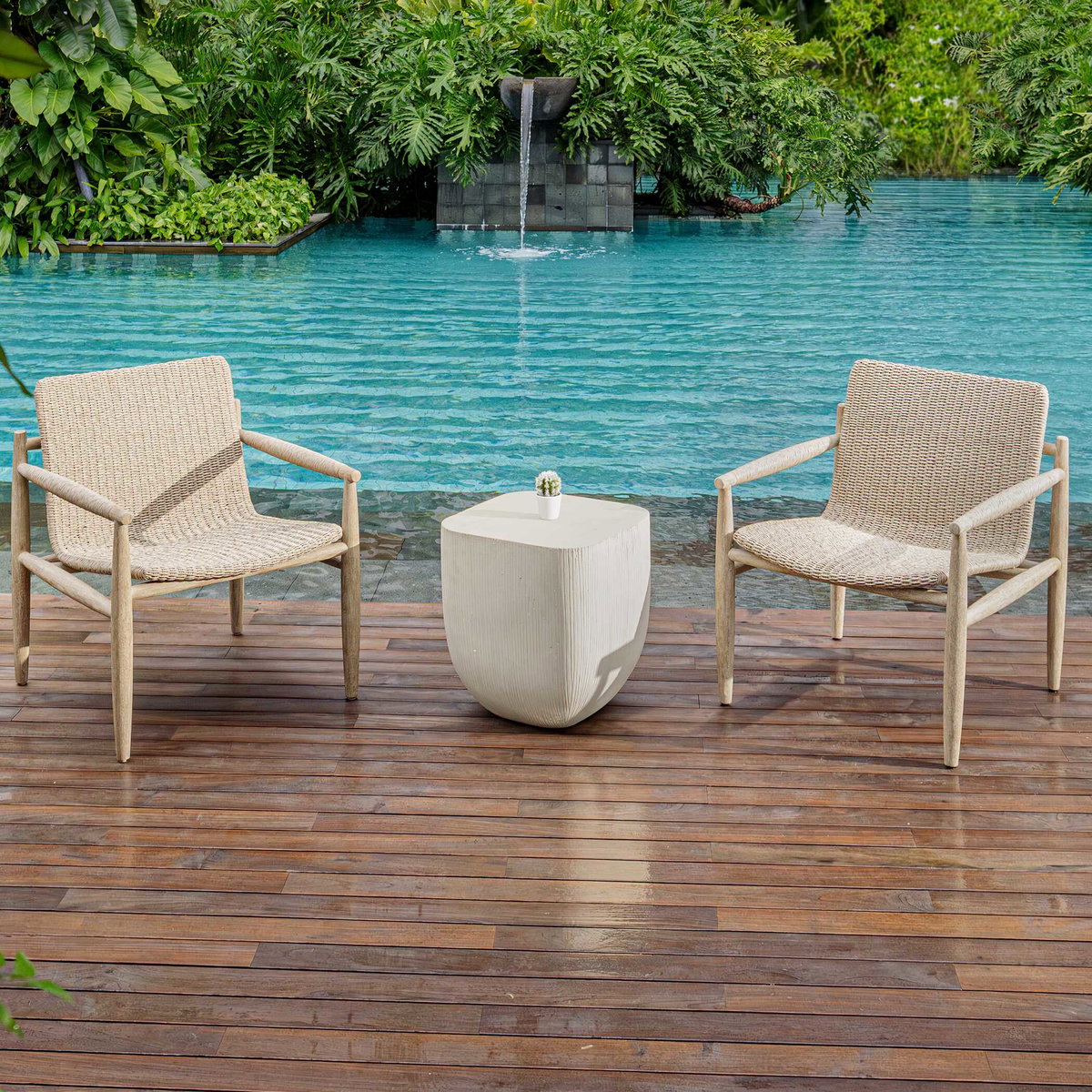Alma Concrete Outdoor Side Table, Outdoor Table by Uttermost, 1'6" width x 1'8" height x 1'6" depth View 4