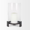 Price Large Matte Black Metal with Glass Hurricane Candle Holder, Candles & Candle Holder by Mercana, 10" length x 10" width x 13.75" height thumbnail 5