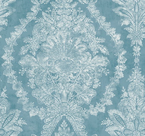 Charleston Damask Blue Wallpaper