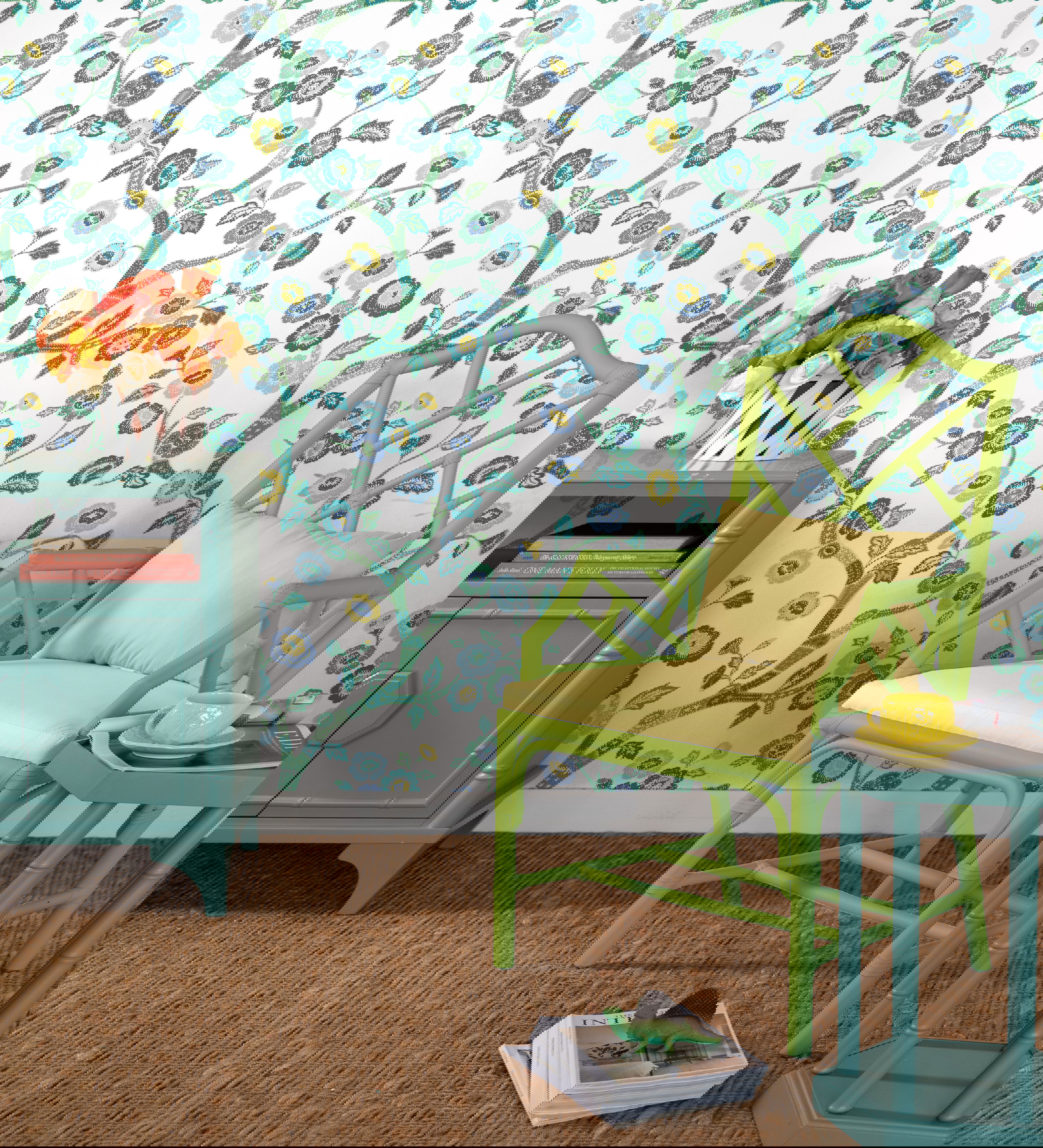 Temple Garden Bardados Green Peel & Stick Wallpaper large image 