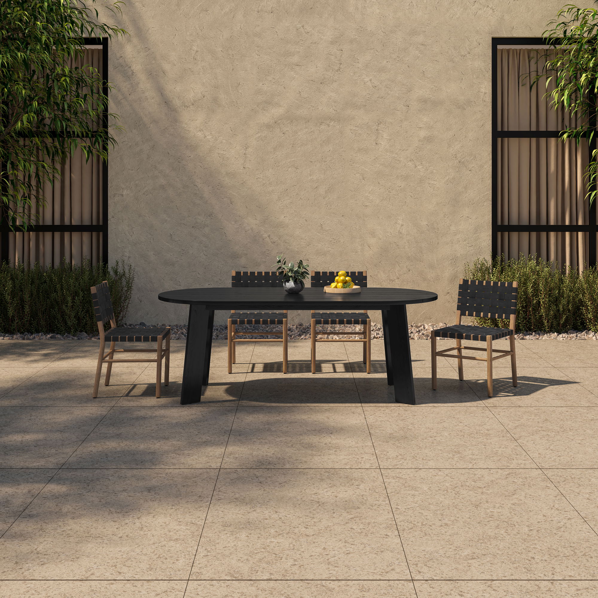 Delta Oval Outdoor Dining Table Black, Outdoor Table by Moe's Home, 7' width x 2'6" height x 3'3.5" depth View 6