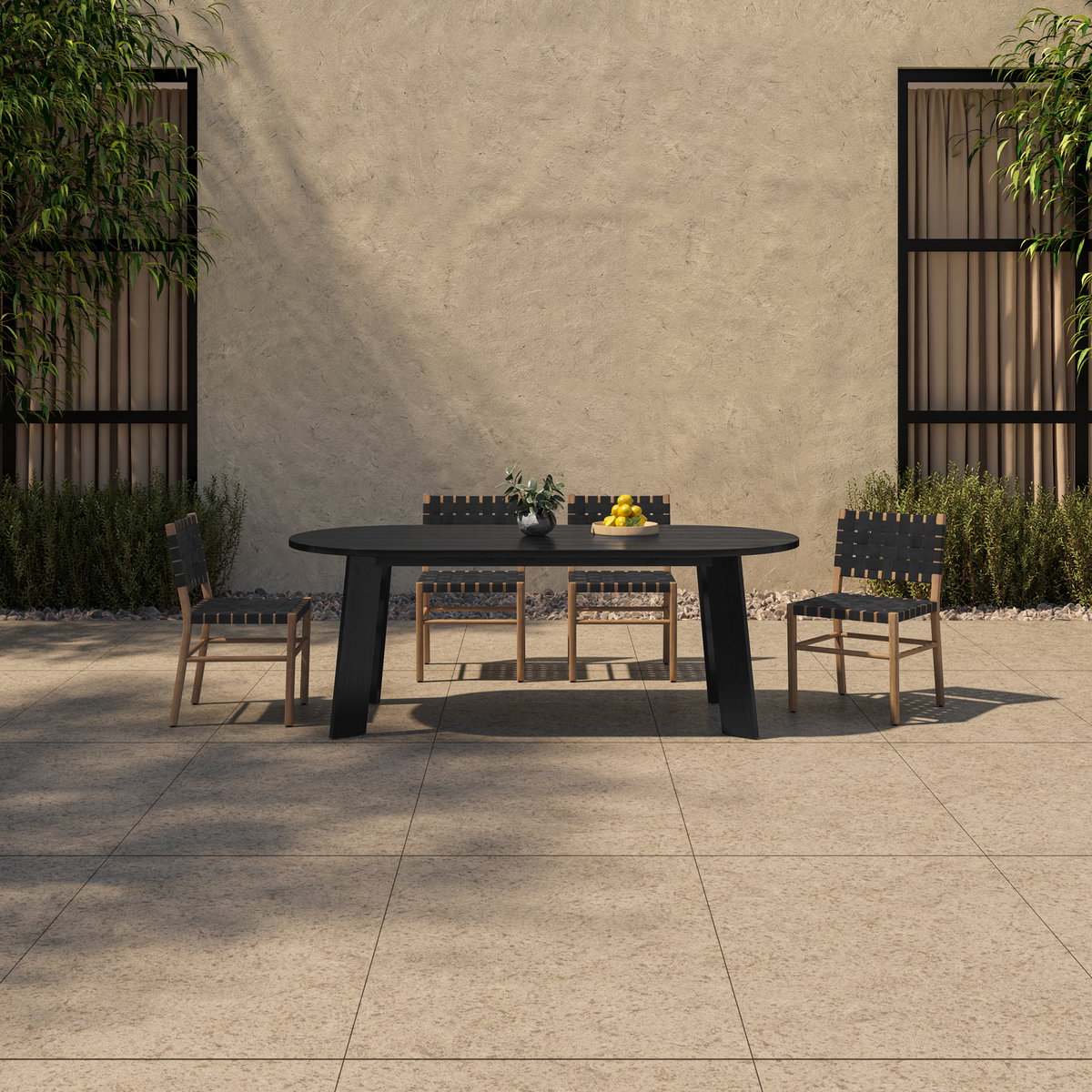 Delta Oval Outdoor Dining Table Black, Outdoor Table by Moe's Home, 7' width x 2'6" height x 3'3.5" depth View 6