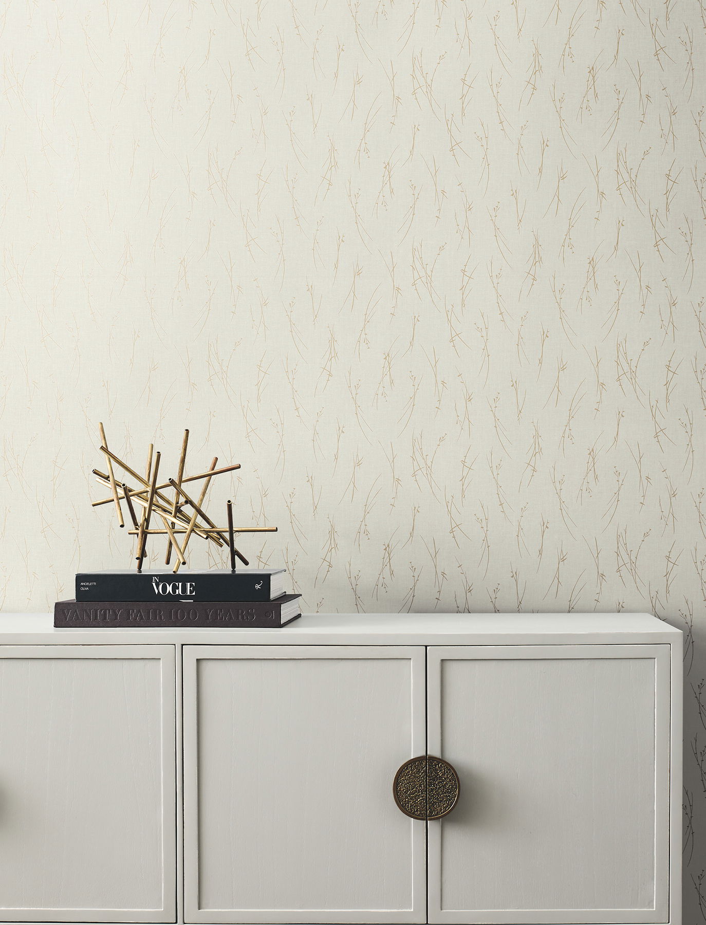 Sprigs Cream & Gold Wallpaper large image 
