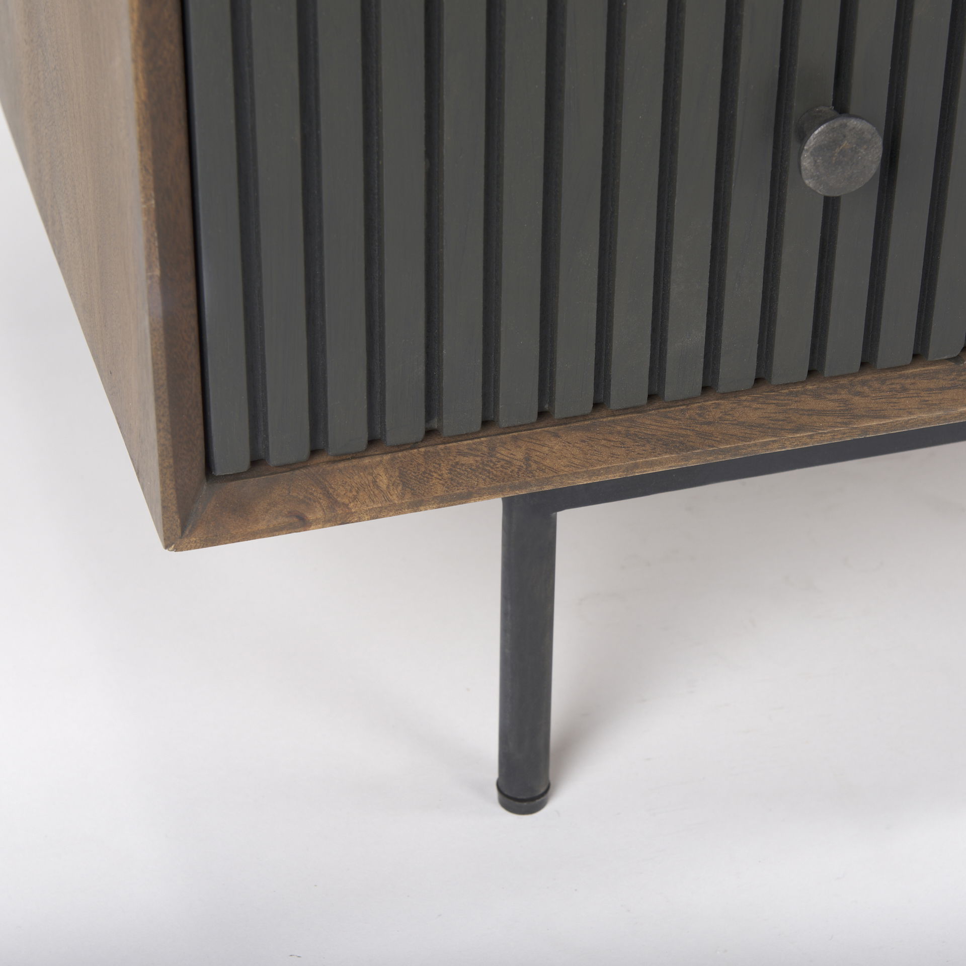 Grace  Medium Brown Wood with Black Metal Frame 3 Drawer Accent Cabinet, Cabinets & Chest by Mercana, 35.5" length x 18" width x 31" height View 11