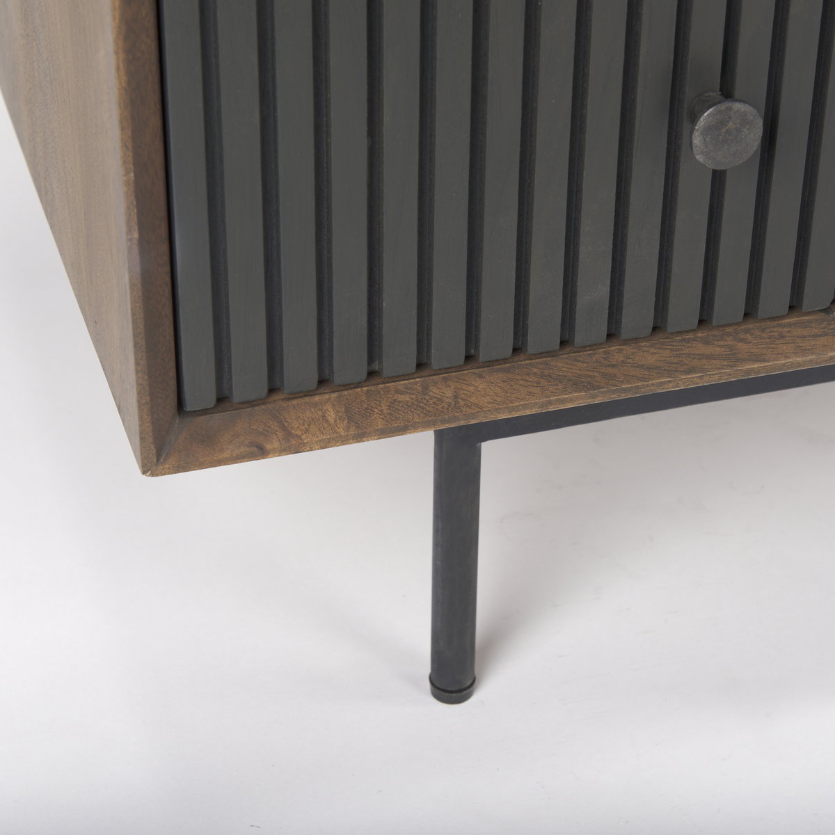 Grace  Medium Brown Wood with Black Metal Frame 3 Drawer Accent Cabinet, Cabinets & Chest by Mercana, 35.5" length x 18" width x 31" height View 11