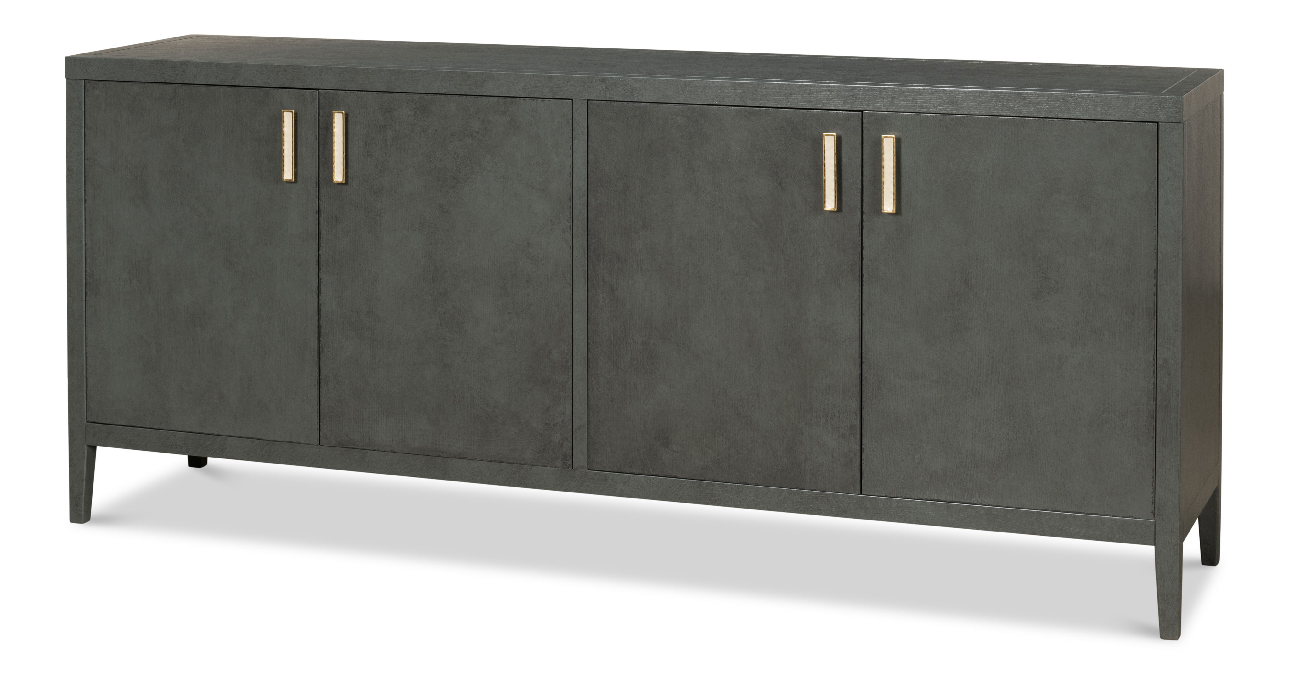 Blanco 4 Door Buffet, Stone Grey, Cabinets & Sideboard by Sarreid, 80" length x 18" width x 34" height View 1