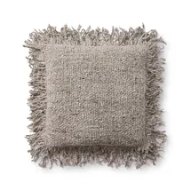 Online Designer Combined Living/Dining Wool Fringe Pillow - Beige (Set of 2)