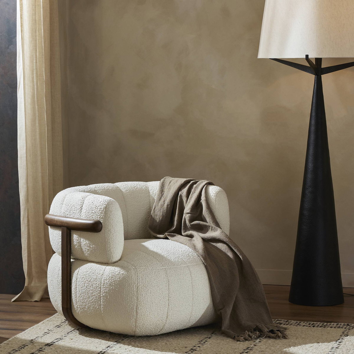 Doss Swivel Chair, Accent Chair by Four Hands, 37" width x 28" height x 34.5" depth View 13