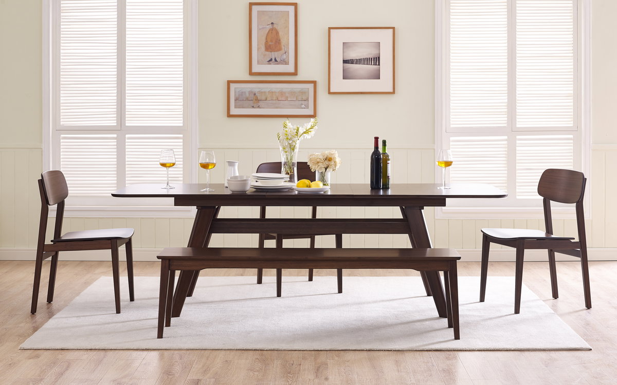 Currant 72 - 92' Extendable Dining Table, Black Walnut, by Greenington, 72" length x 36" width x 30" height View 4