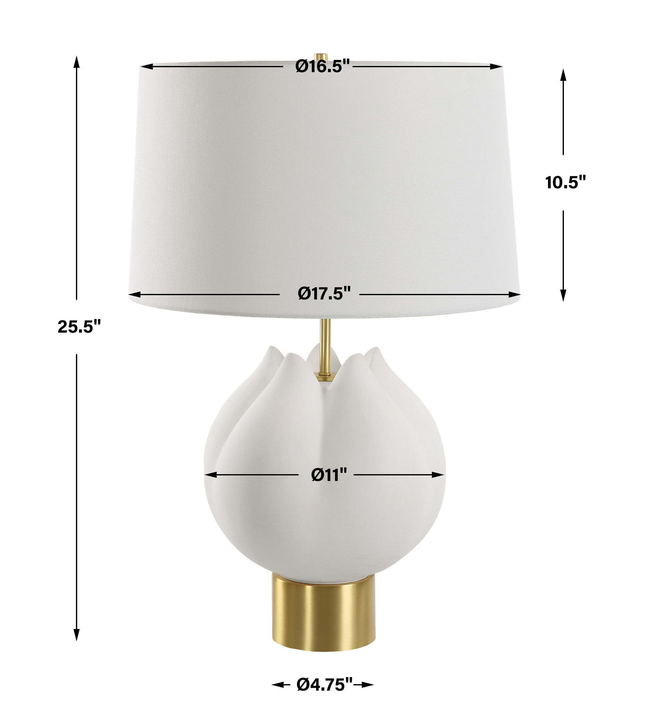 In Bloom White Table Lamp, by Uttermost, 17.5" width x 27" height x 17.5" depth View 3