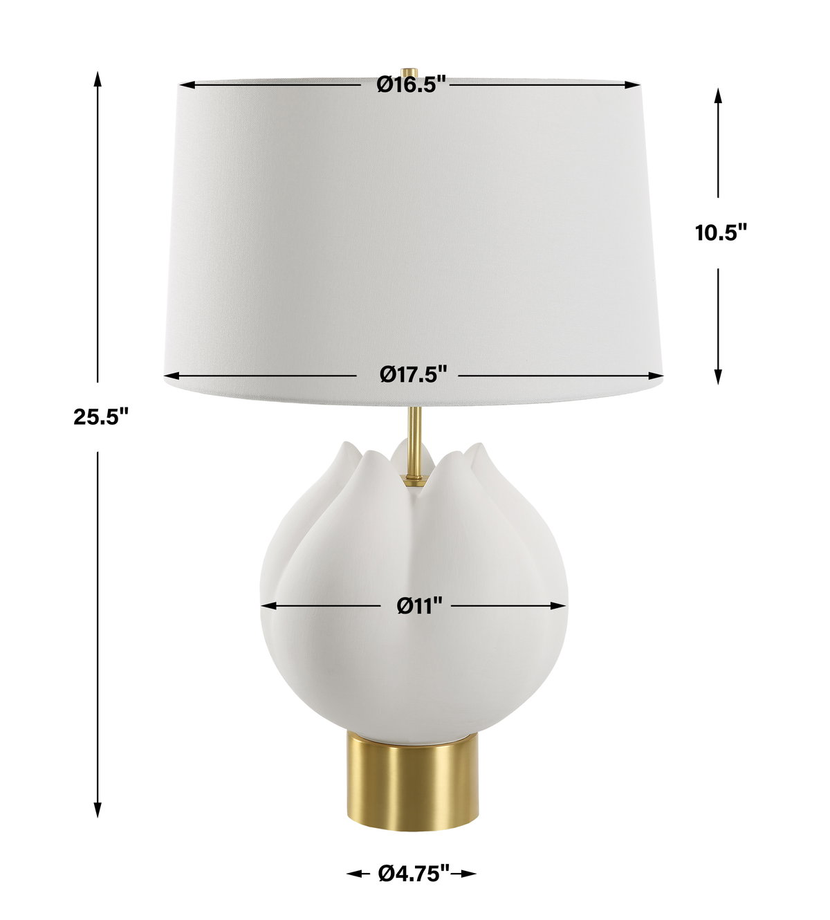 In Bloom White Table Lamp, by Uttermost, 17.5" width x 27" height x 17.5" depth View 3