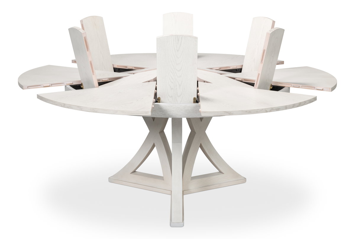 Casual Jupe Dining Table Workingwhite Md, by Sarreid, 4'7" length x 4'7" width x 2'6" height View 9