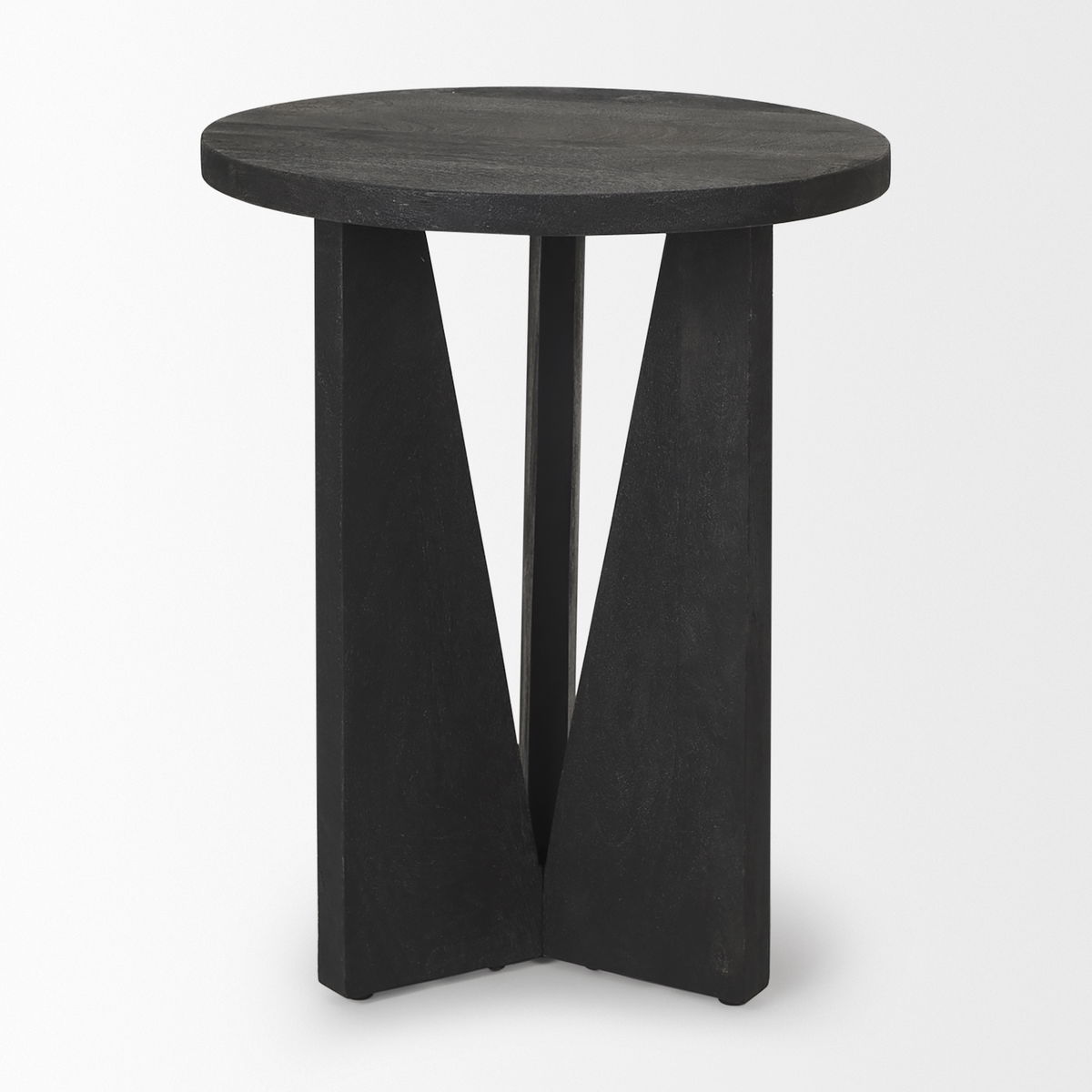 Mattius Black Wood Accent Table, Side & End Table by Mercana, 18" length x 18" width x 22.5" height View 7