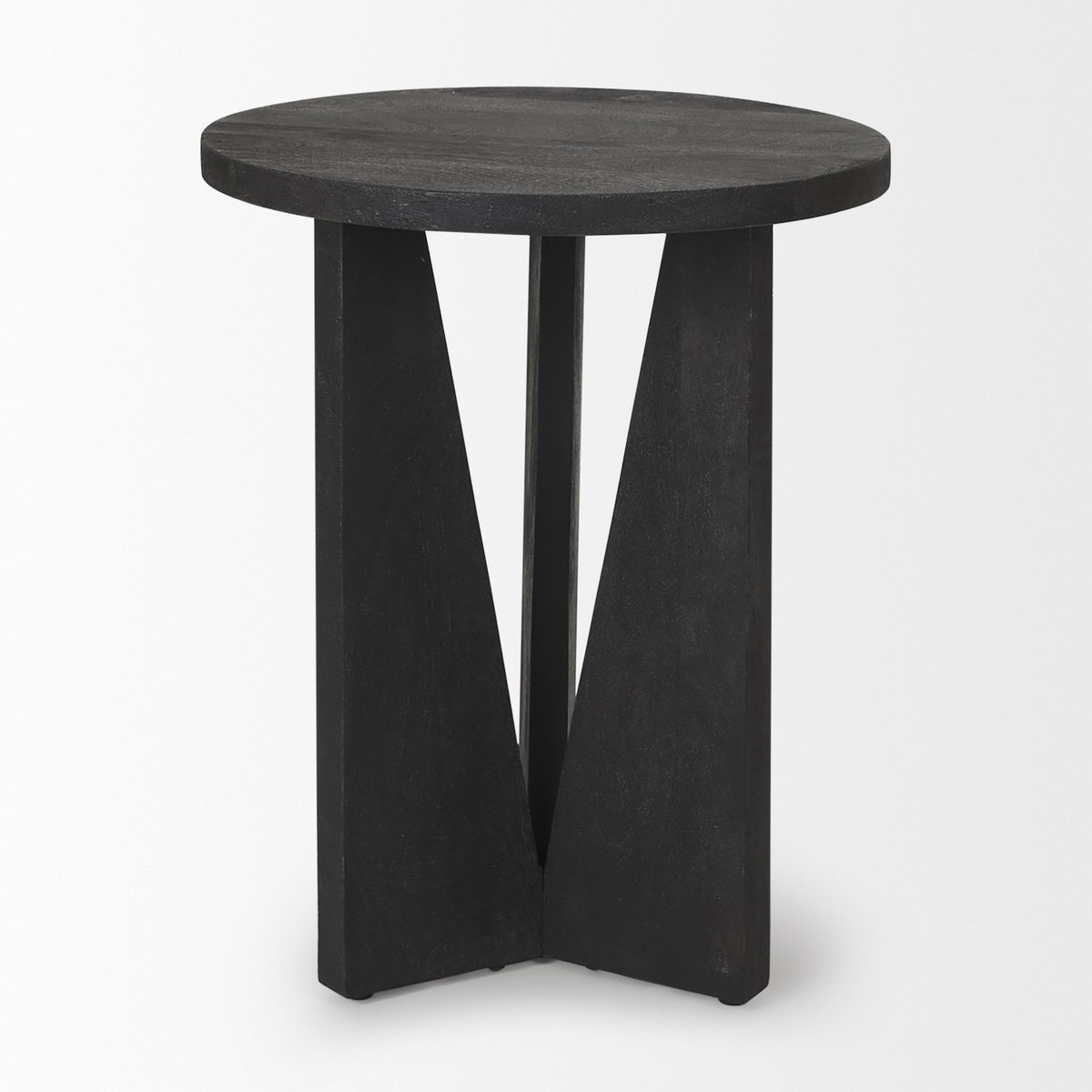 Mattius Black Wood Accent Table, Side & End Table by Mercana, 18" length x 18" width x 22.5" height View 7
